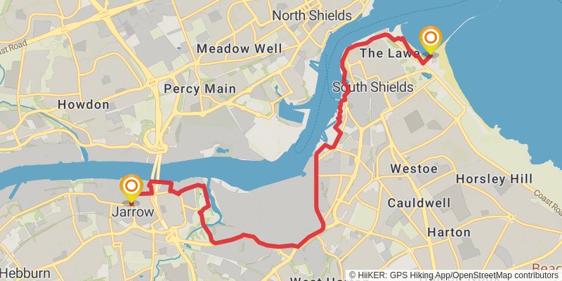 River Tyne South Alternative via River Tyne Trail stage 2 Map