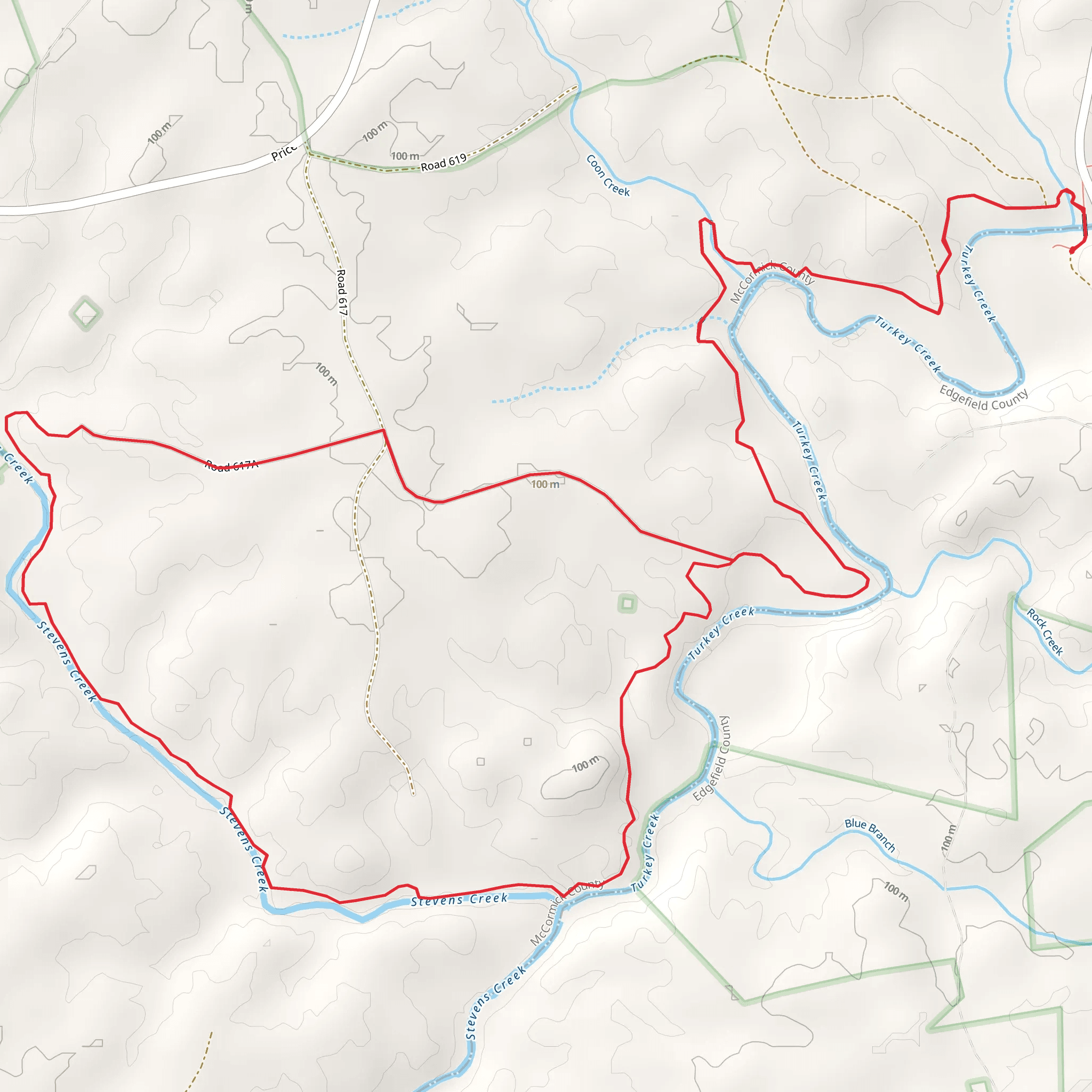Turkey Creek Loop Trail from Key Bridge mobile static map
