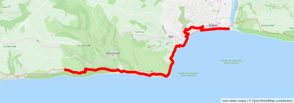 Sidmouth to Seaton Walk stage 2 Map
