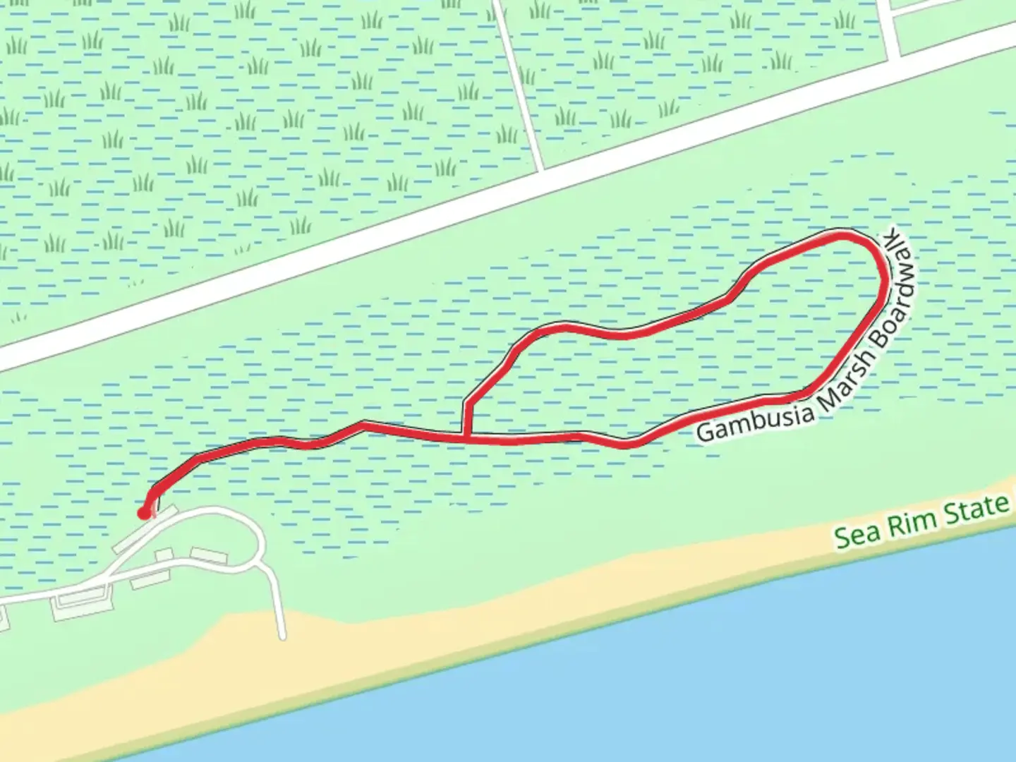 An image depicting the trail Gambusia Marsh Boardwalk Loop and its surrounding area.