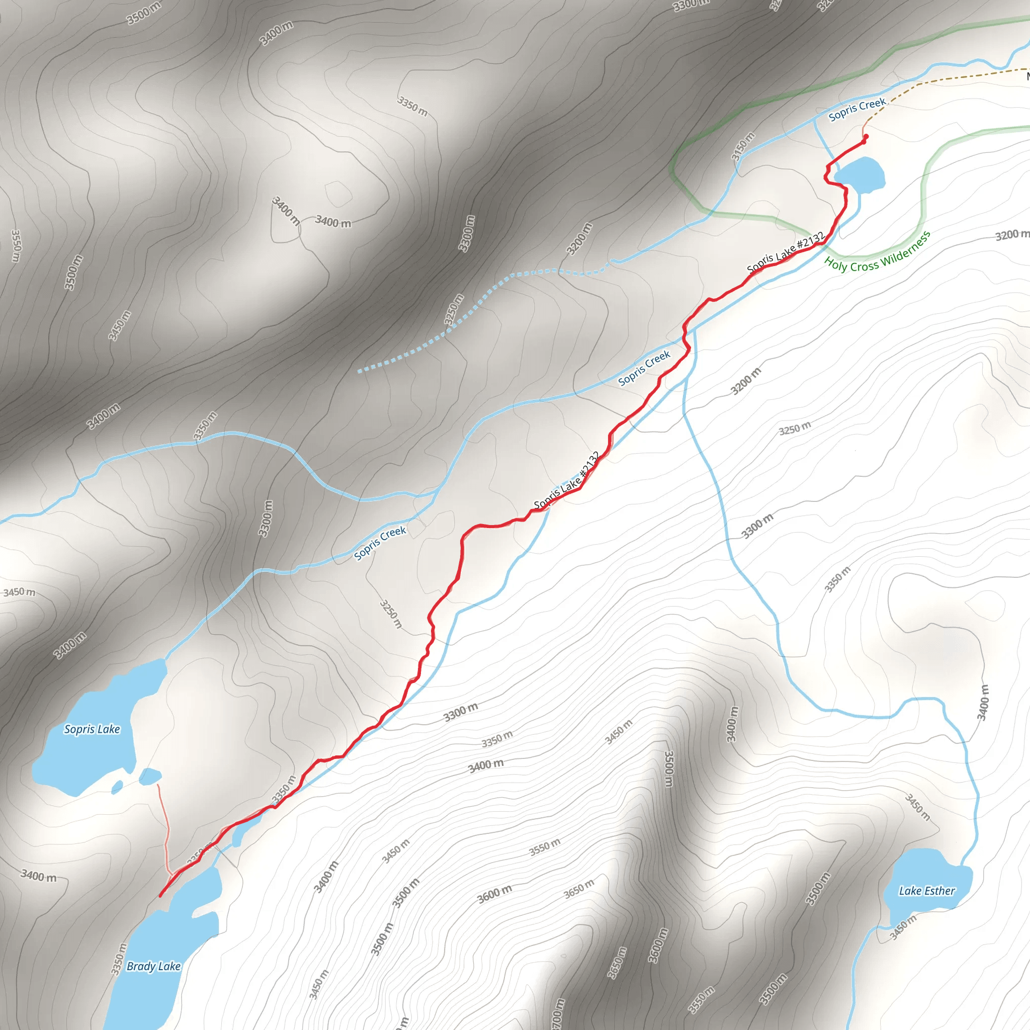 Sopris Lake via Brady Lake Trail mobile static map