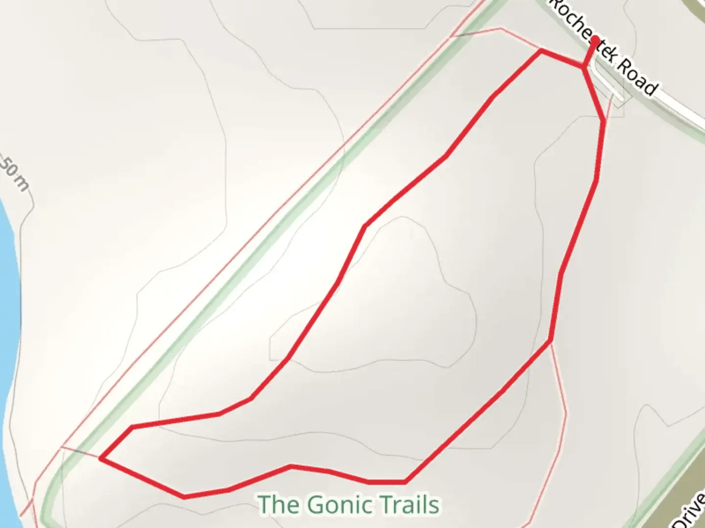 An image depicting the trail Isinglass River View Loop and its surrounding area.