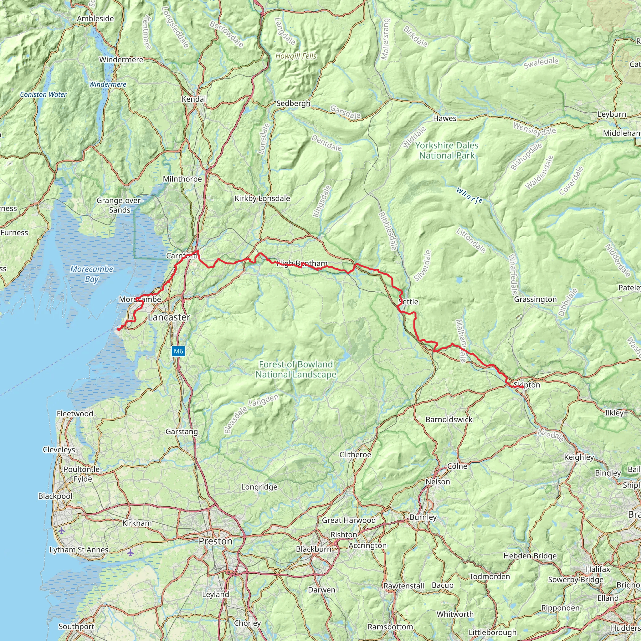 Heysham Rail Station to Skipton Rail Station mobile static map