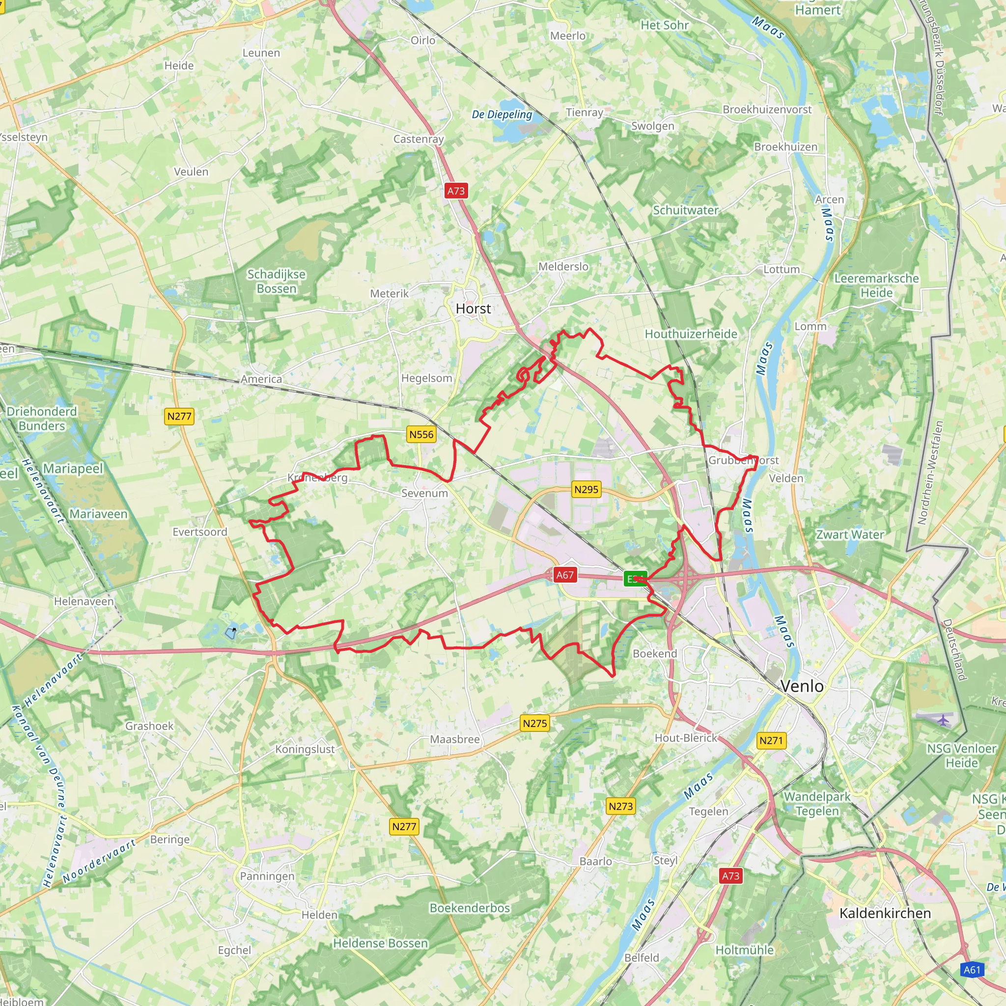 Venrayseweg and Sint Jan Steutelbergbospad Loop mobile static map