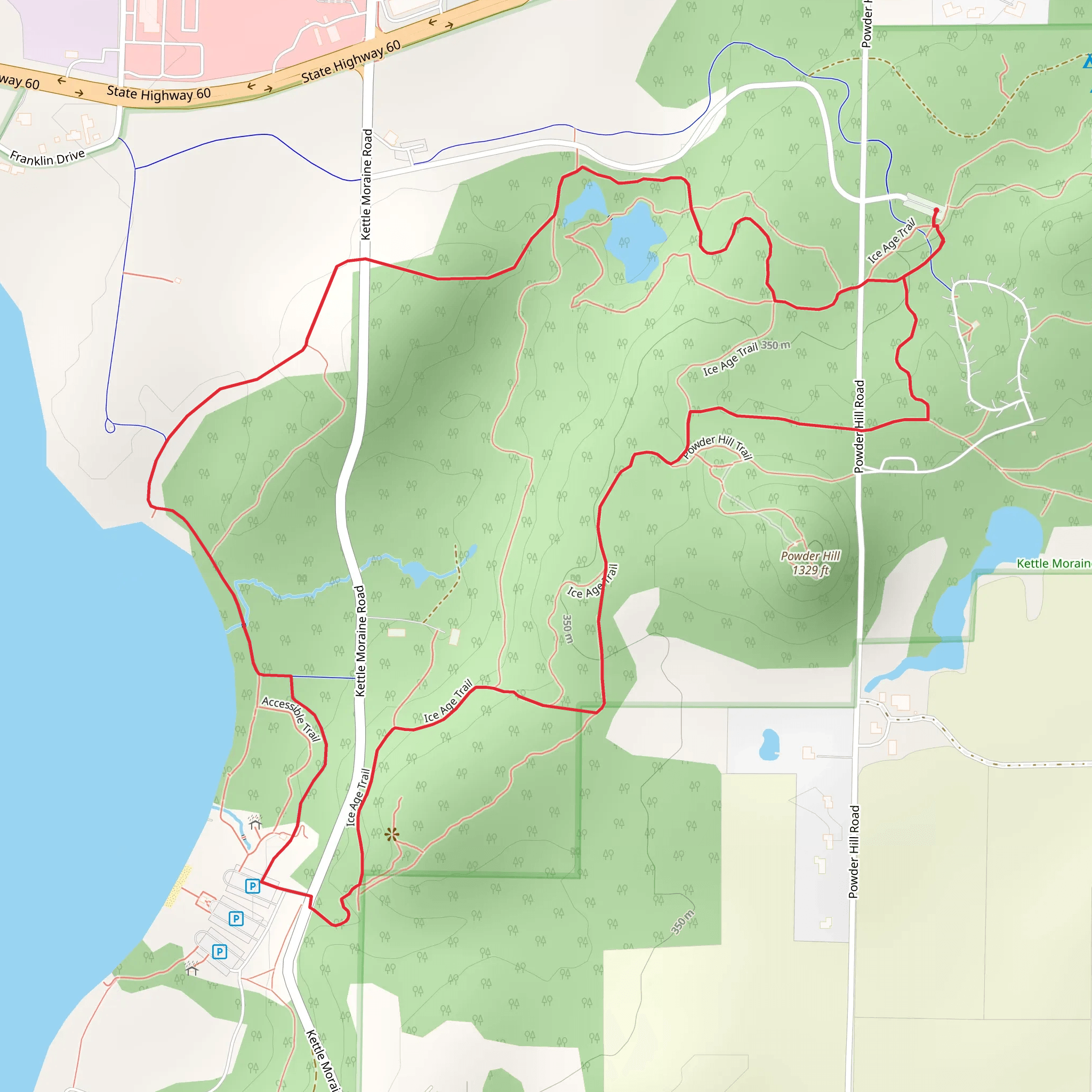 Blue, Green and Orange Loop Trail mobile static map