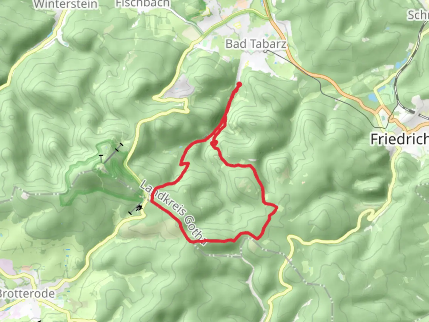 An image depicting the trail Großer Jagdberg via Rennsteig and Inselsberg Tour and its surrounding area.