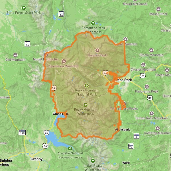 Rocky Mountain National Park mobile static map