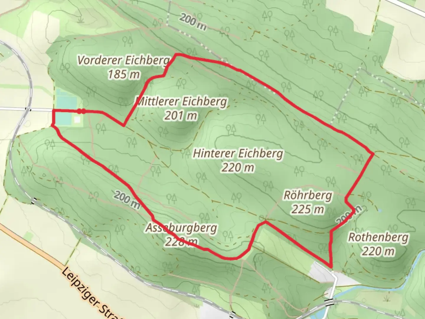 An image depicting the trail Philosophenweg Loop and its surrounding area.