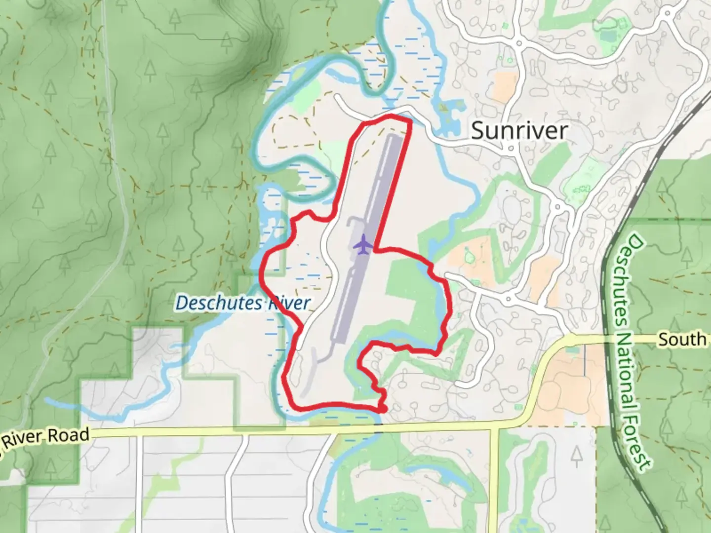 An image depicting the trail Sun River and Deschutes River Loop and its surrounding area.