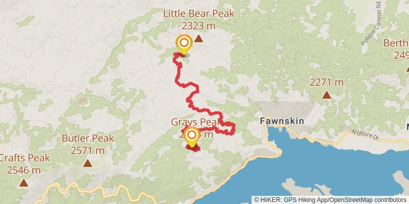 Hanna Flat to Grays Peak Trail stage 2 Map