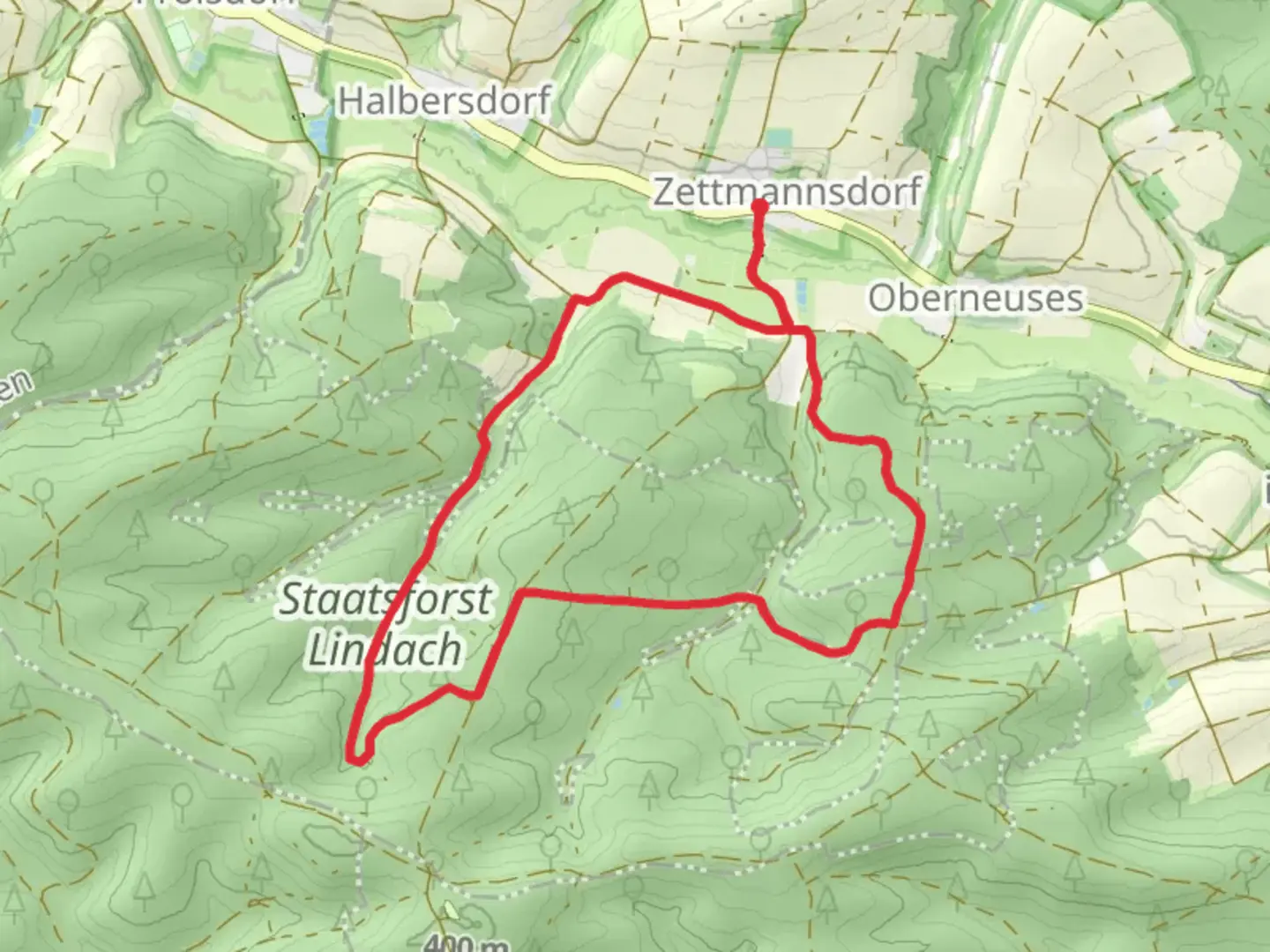 An image depicting the trail Schoenbrunn im Steigerwald Loop and its surrounding area.
