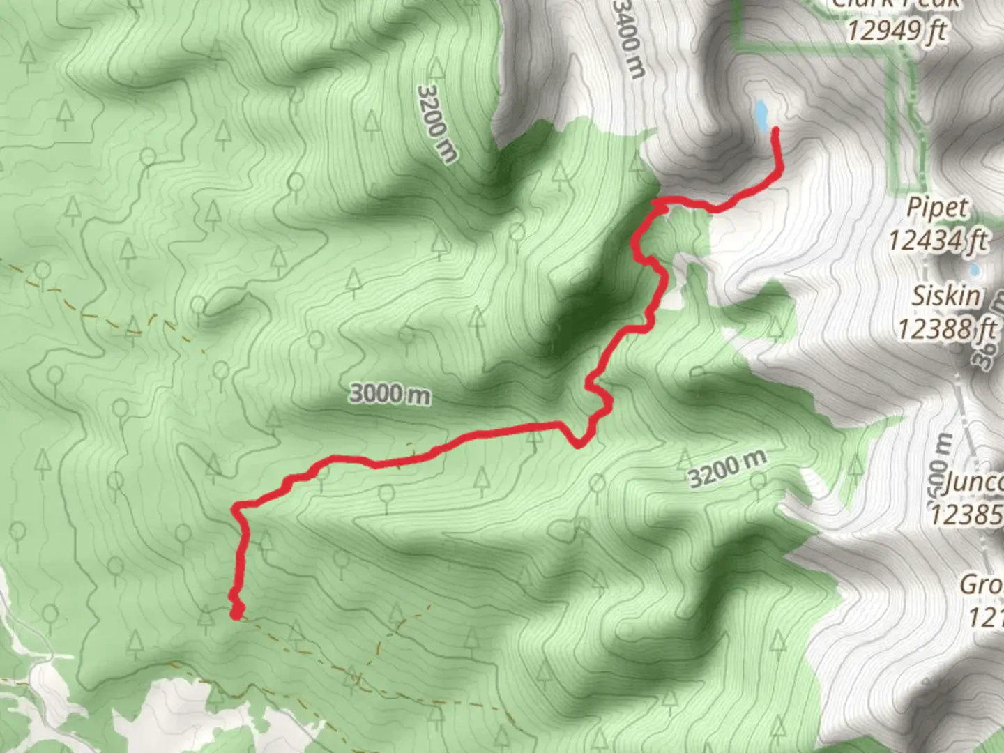 An image depicting the trail Jewel Lake via Ruby Jewel Road and its surrounding area.