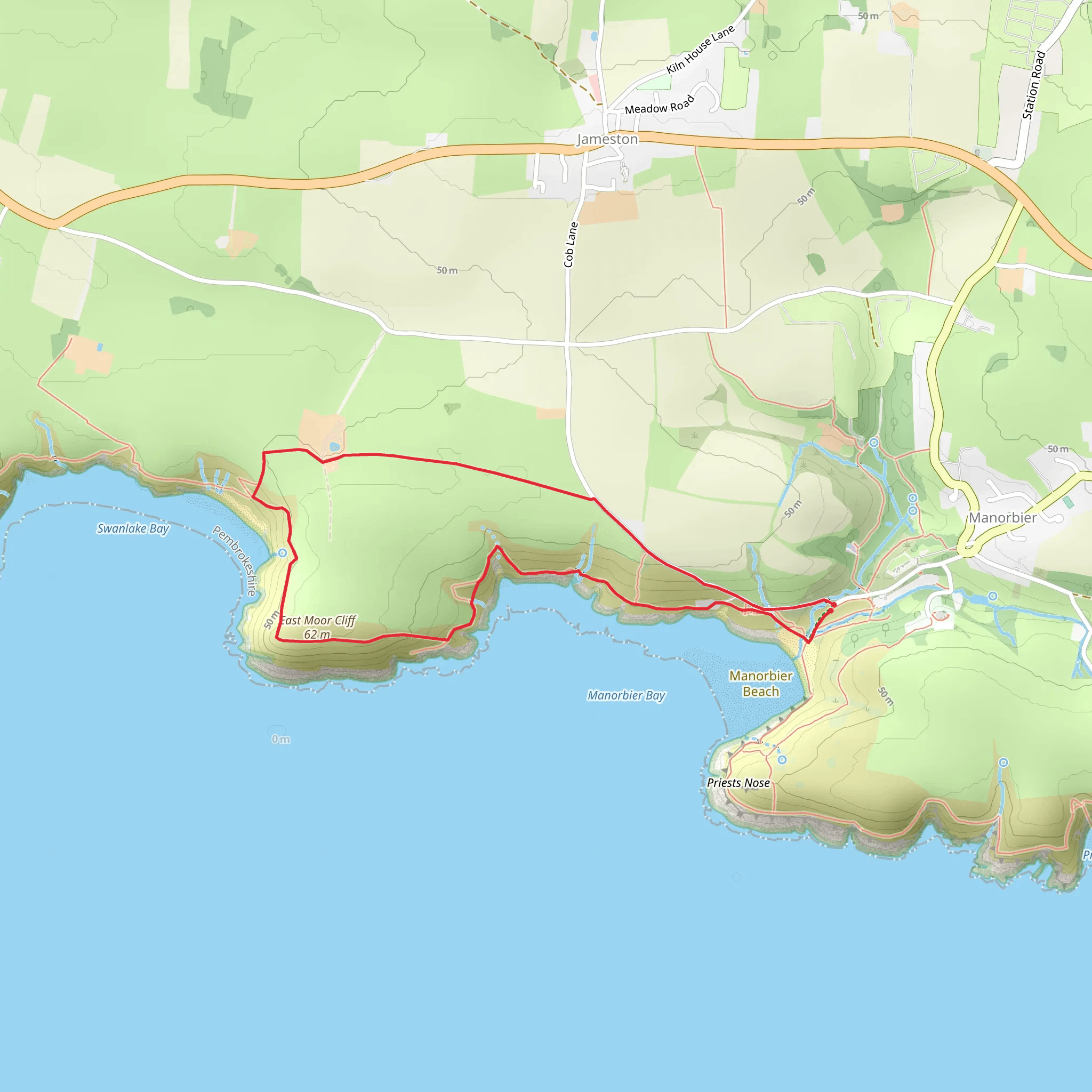 Manorbier - Swanlake Bay mobile static map