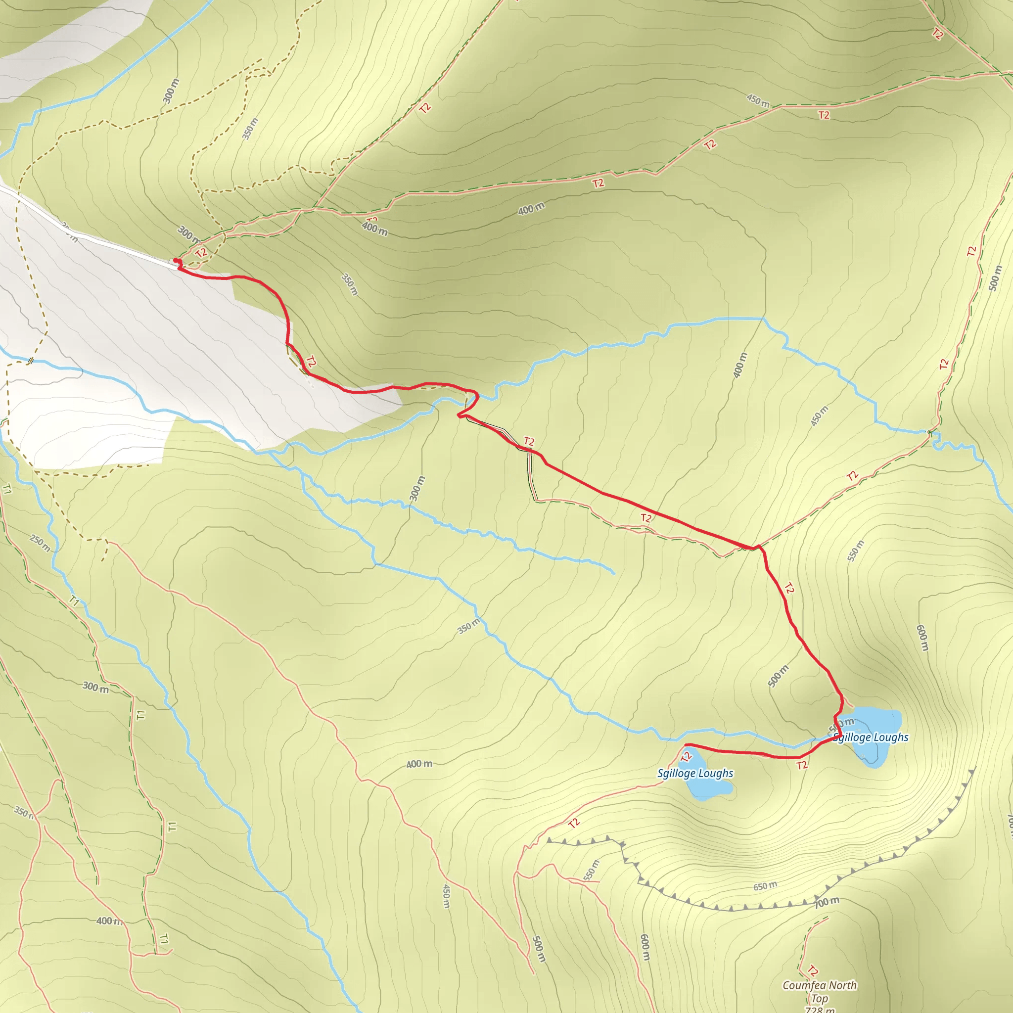 The Nire Valley - Sgilloges Walk mobile static map