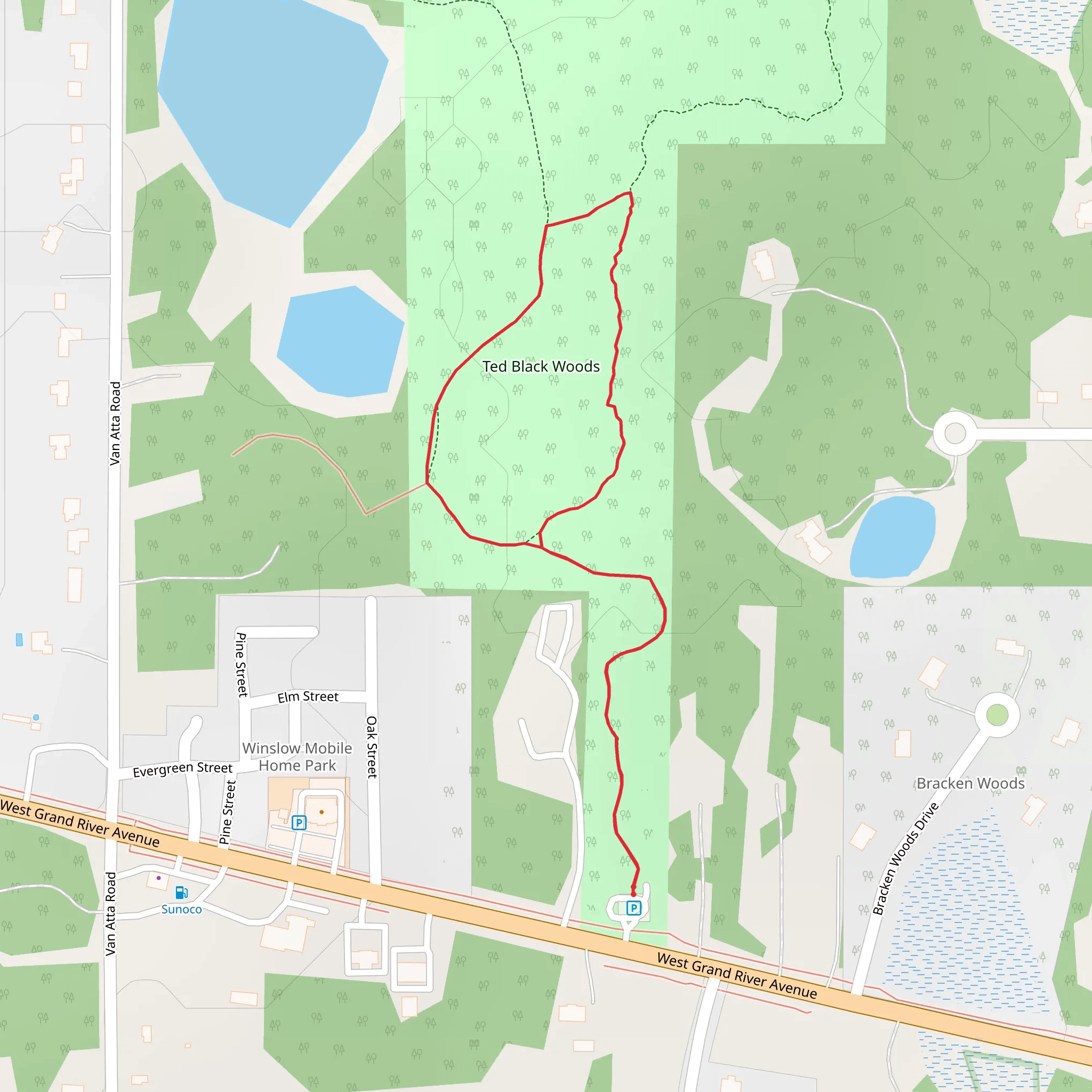 Ted Black Woods Loop mobile static map