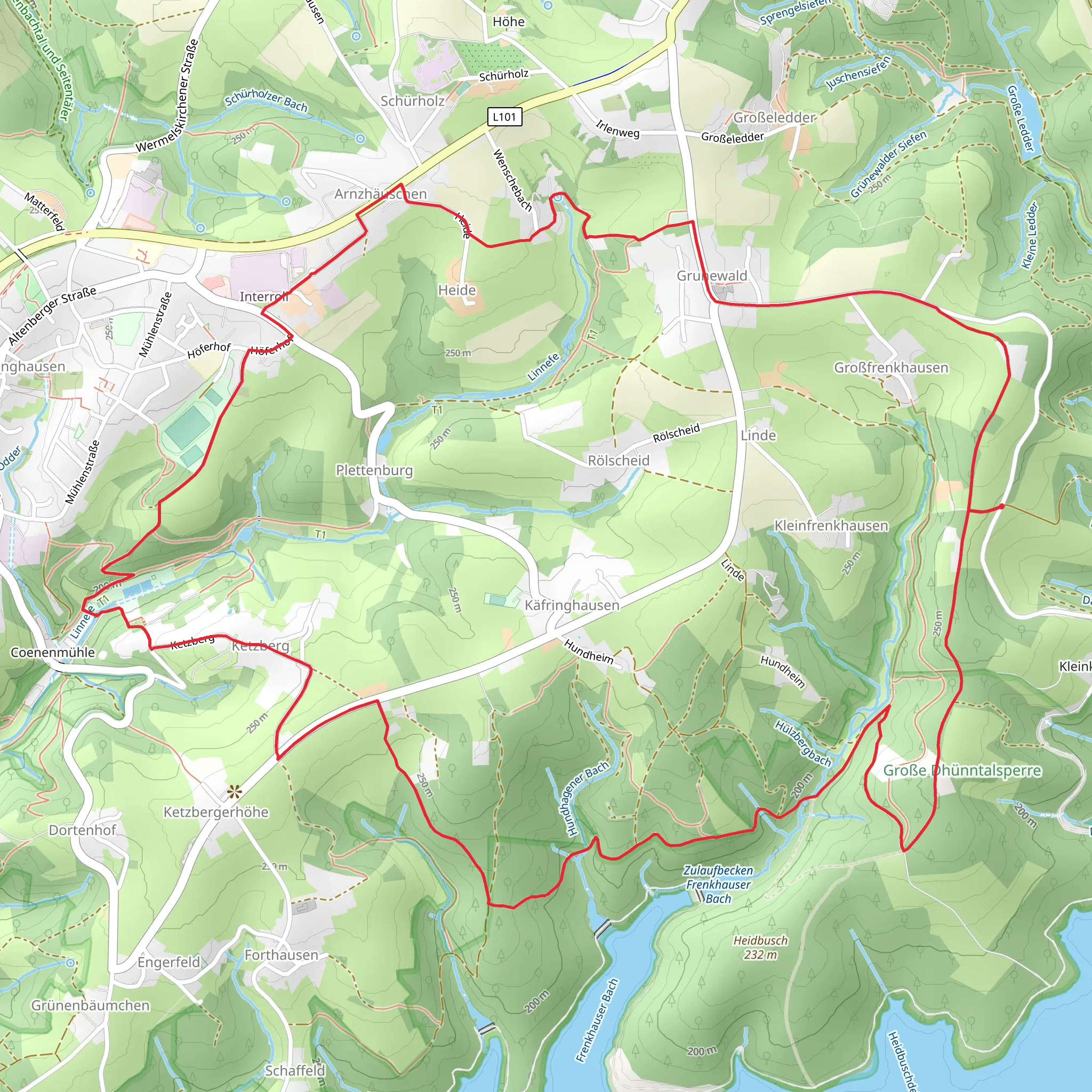 Große Dhünn-Talsperre and Dabringhausen Loop via D2 Uber Berg und Tal mobile static map