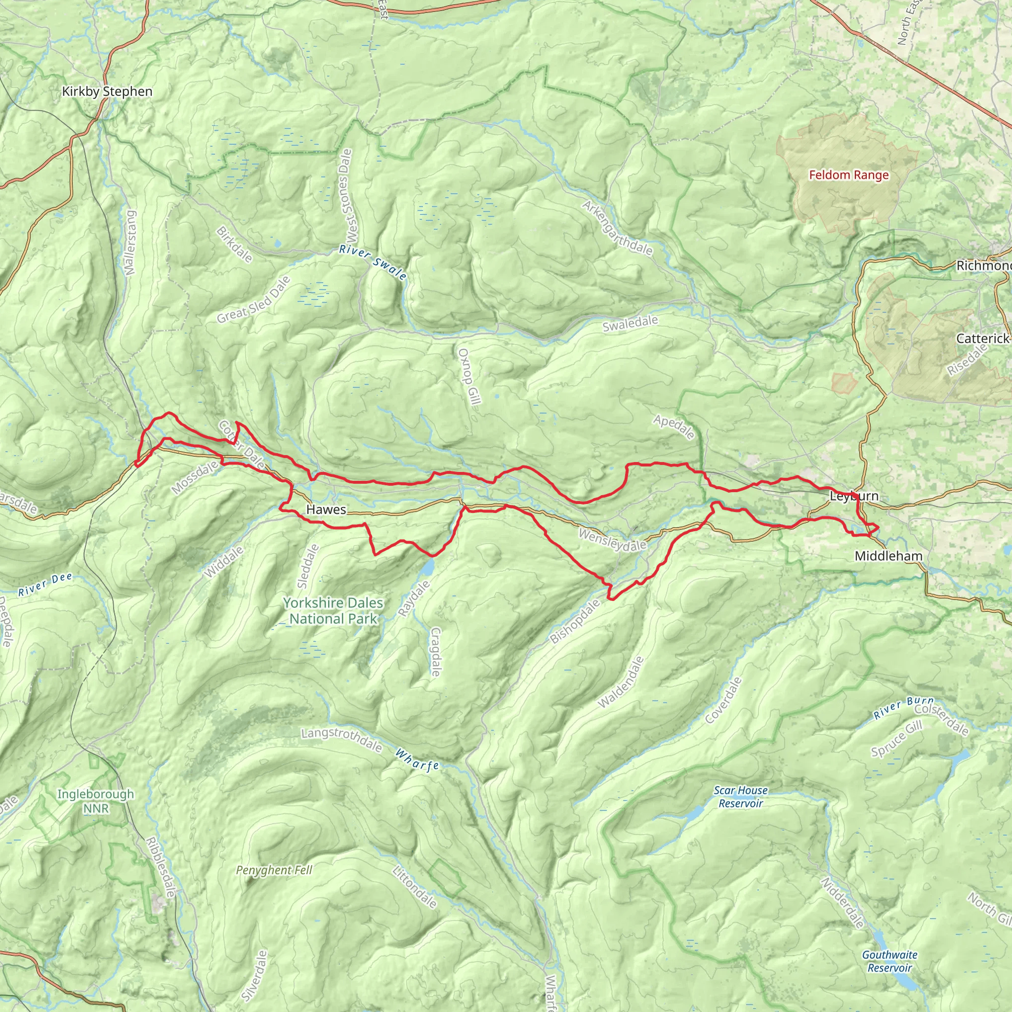 Wensleydale Loop from Leyburn mobile static map