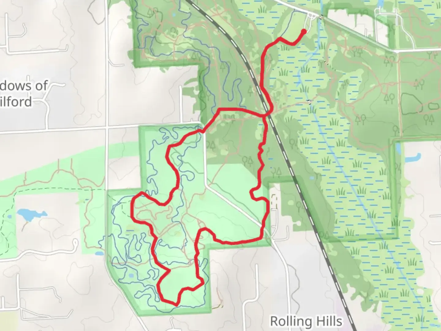 An image depicting the trail Loop 2 and 4 from Garden Road and its surrounding area.
