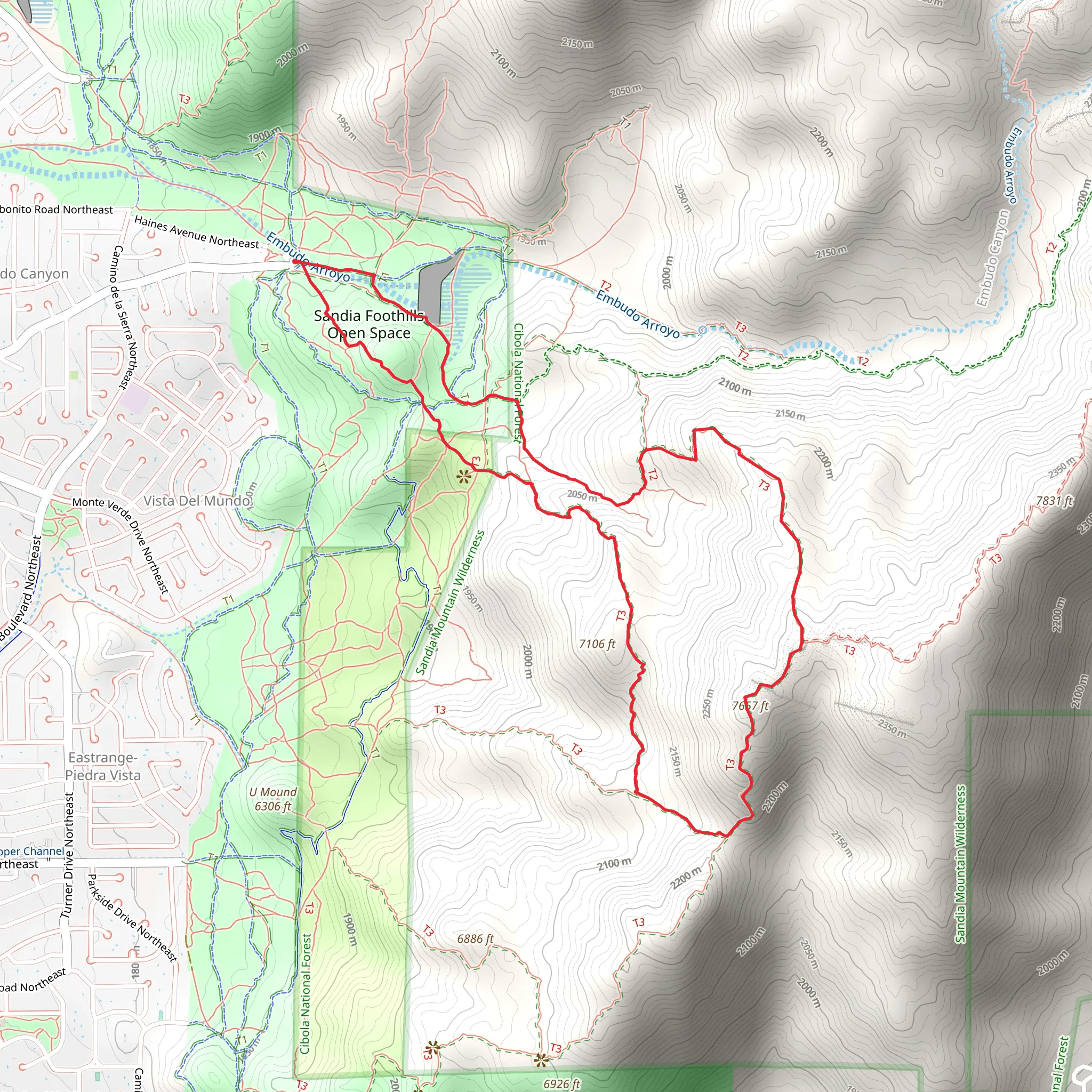 Mano and Embudo Loop Trail mobile static map