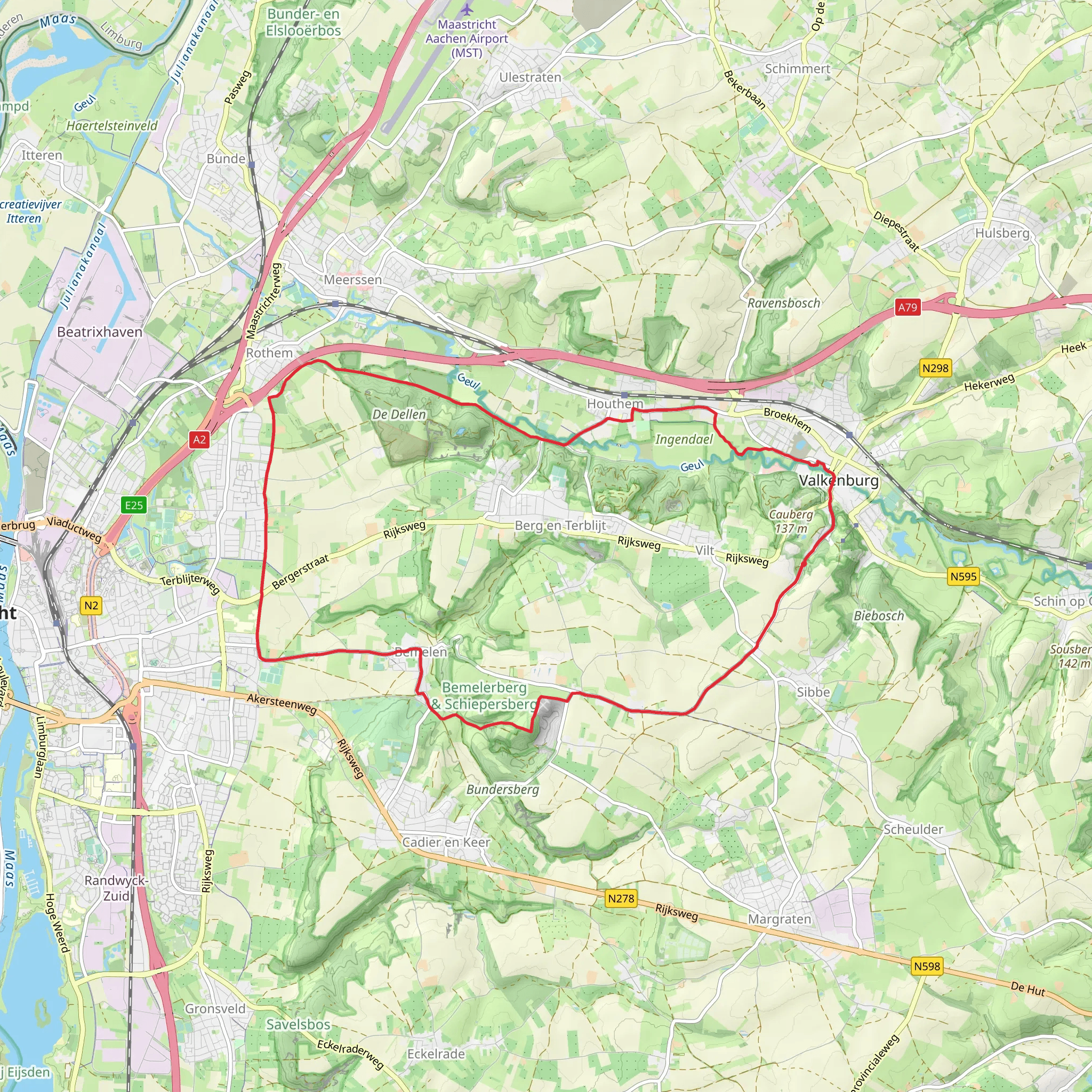Ruine De Valk, Strabeek, De Dellen via Geul Weg, De Dellen Weg and Bemeler Weg mobile static map