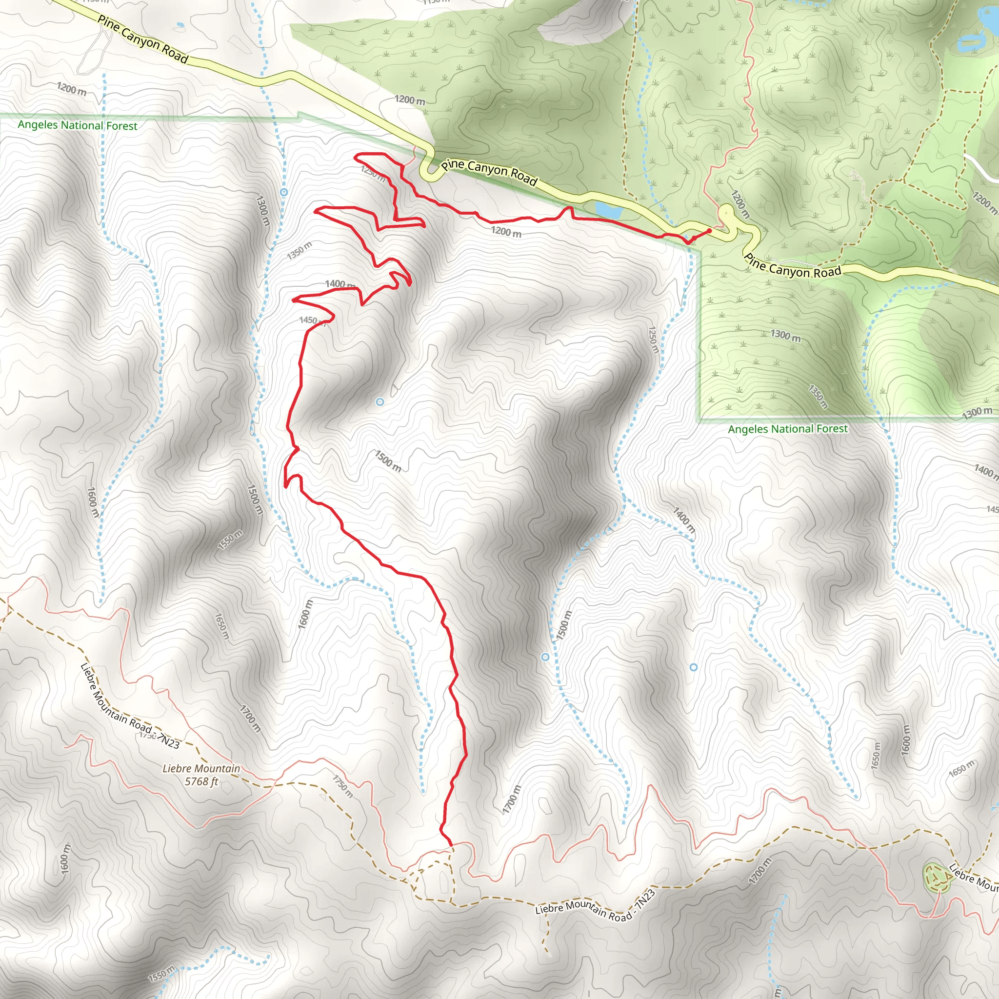 Liebre Mountain via Pacific Crest Trail mobile static map