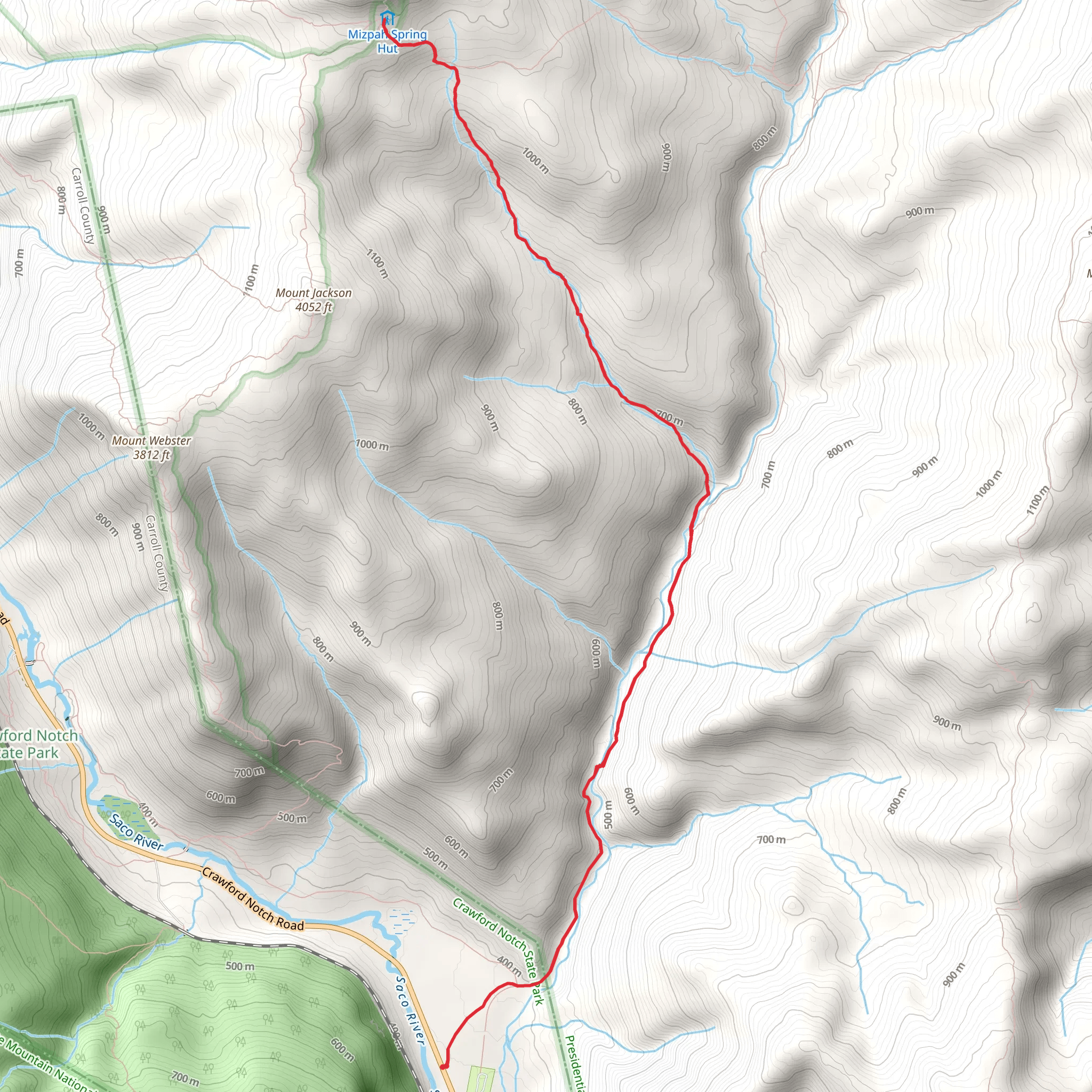 Mount Clinton via Dry River Trail mobile static map