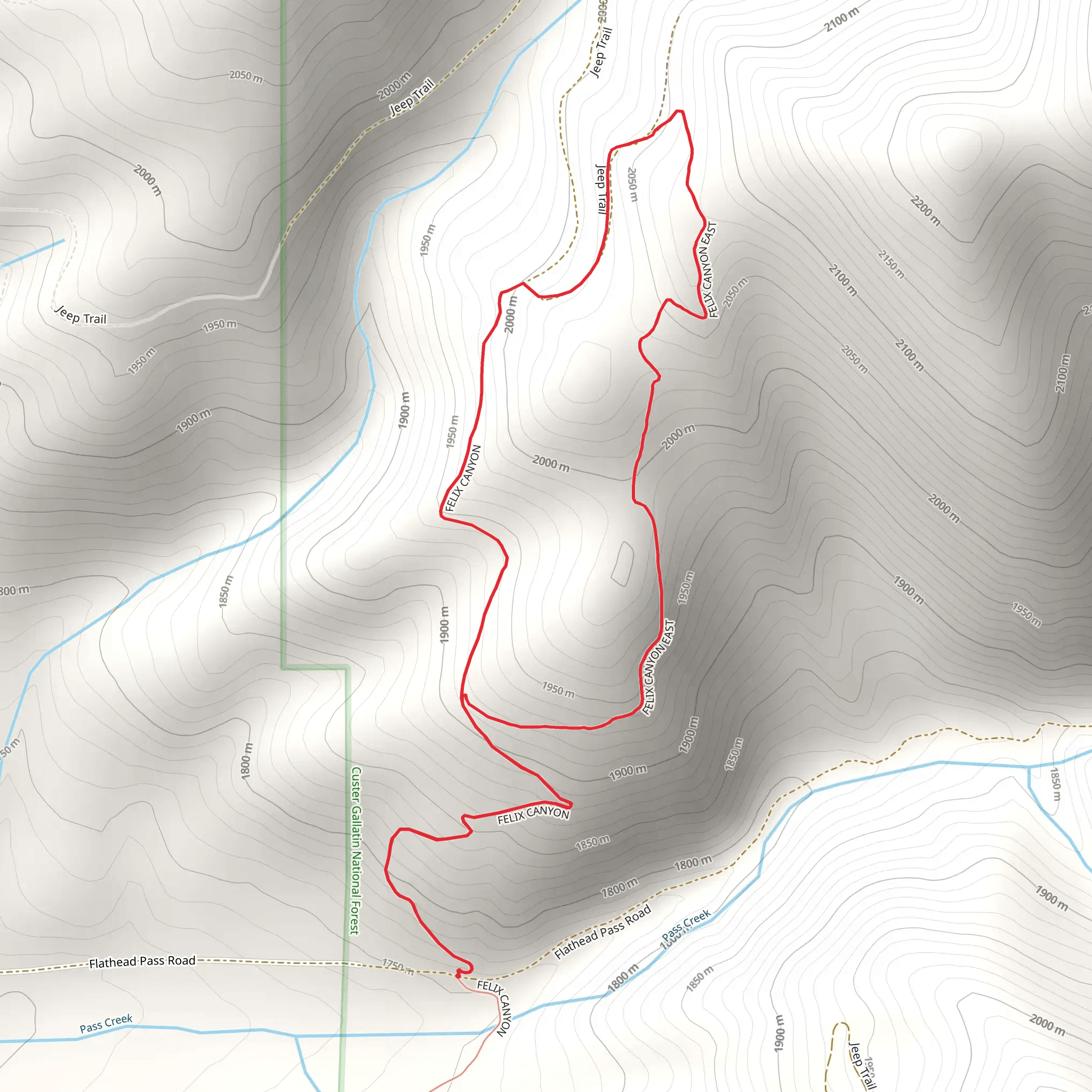 Felix Canyon East Loop Trail mobile static map