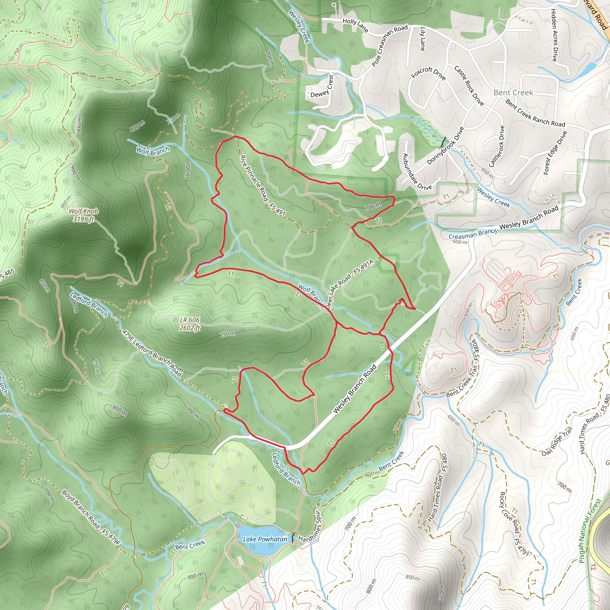 Corvair, Ledford and Hardtimes Connector Loop Trail mobile static map