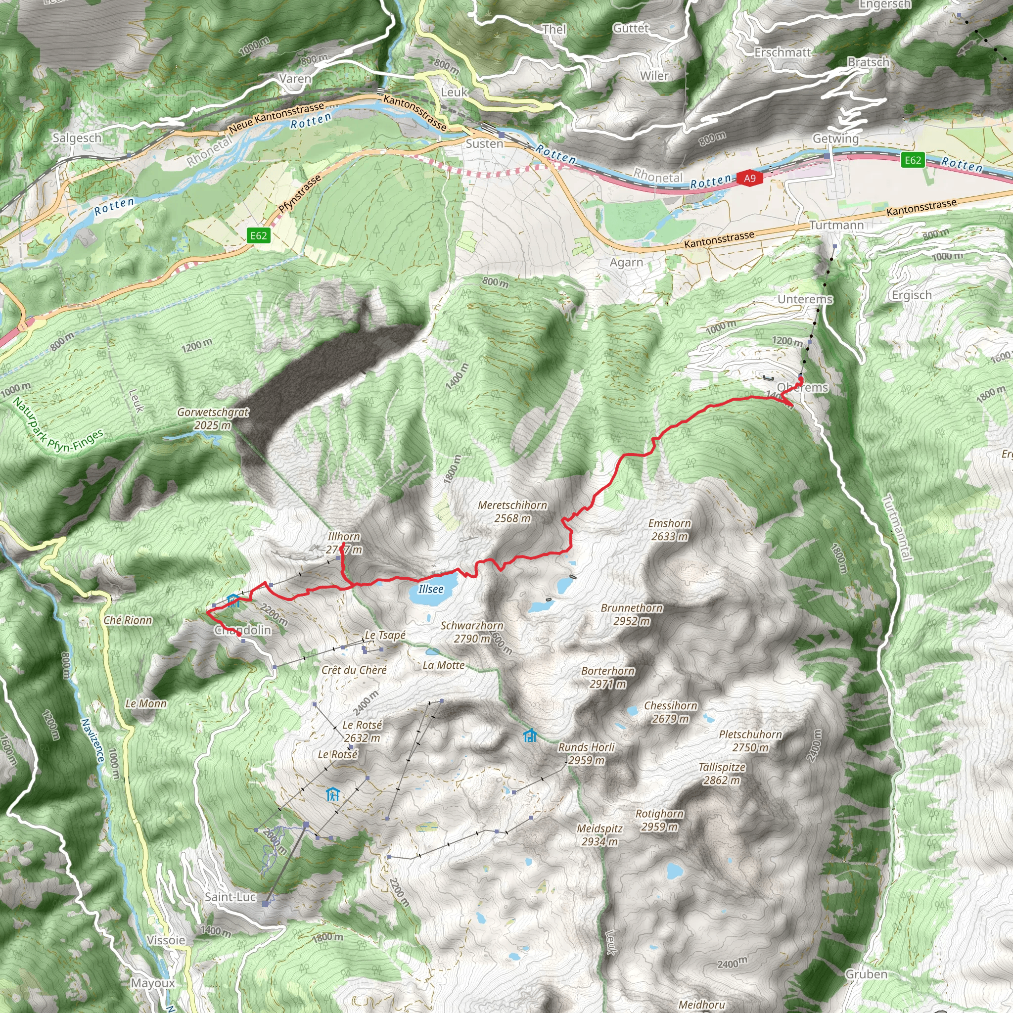 Illhorn and Meretschi Trail mobile static map