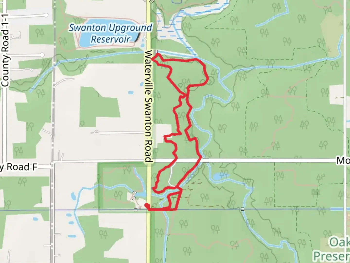 An image depicting the trail Oak Openings Hiking and Hognose Loop Trail and its surrounding area.