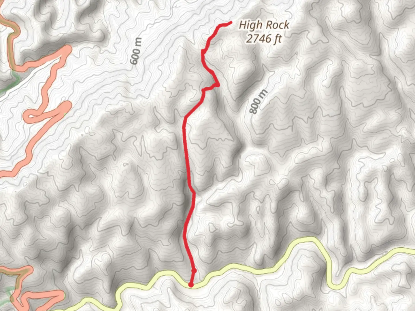 An image depicting the trail Ran Polly Gap and High Rock Trail and its surrounding area.