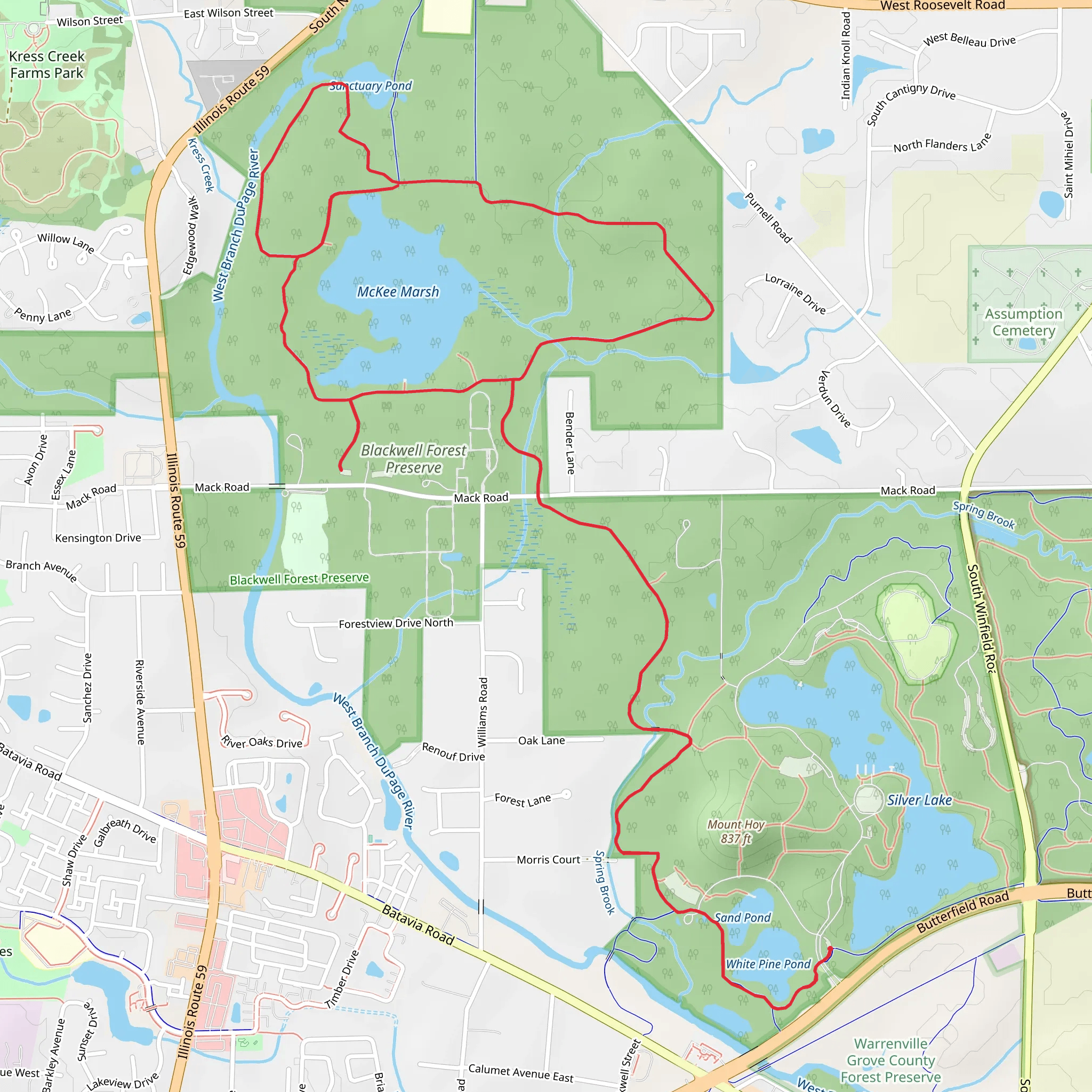 McKee Marsh, Mount Hoy - West Branch DuPage River Trail mobile static map