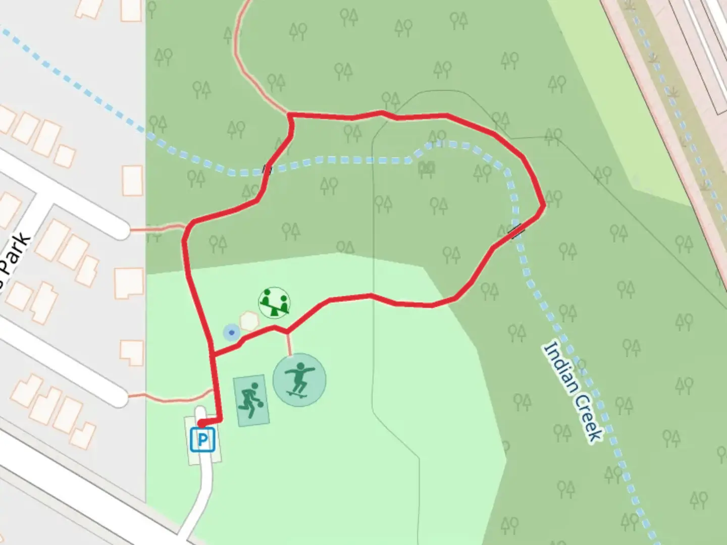 An image depicting the trail Medina Base Road Park Loop and its surrounding area.