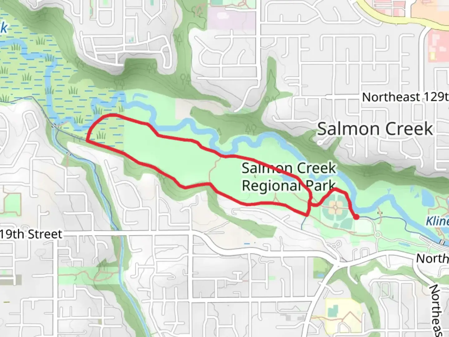 An image depicting the trail Salmon Creek Trail andn Salmon Creek Greenway Trail and its surrounding area.
