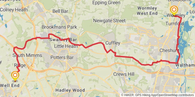 Hertfordshire Border from Chorleywood stage 11 Map