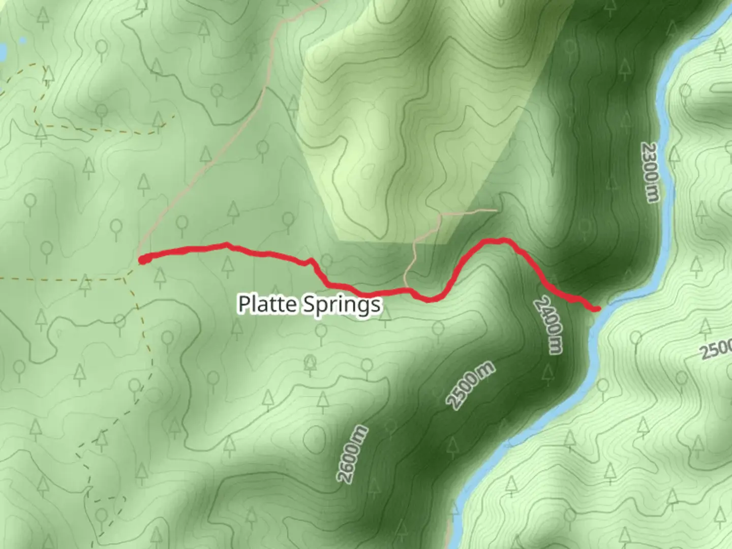 An image depicting the trail Platte Springs Trail and its surrounding area.
