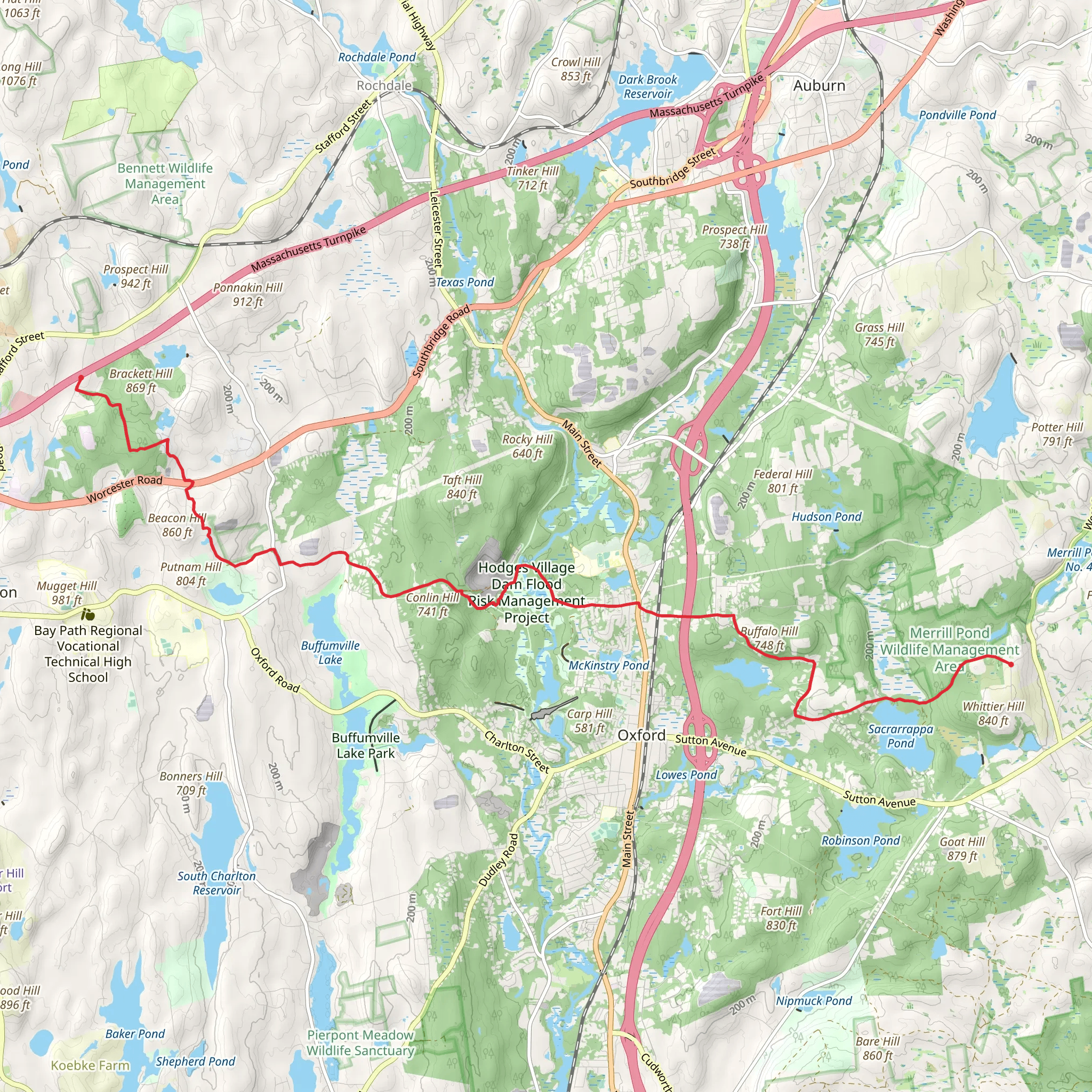 Sacrarrappa Pond and Buffalo Hill via Midstate Trail mobile static map