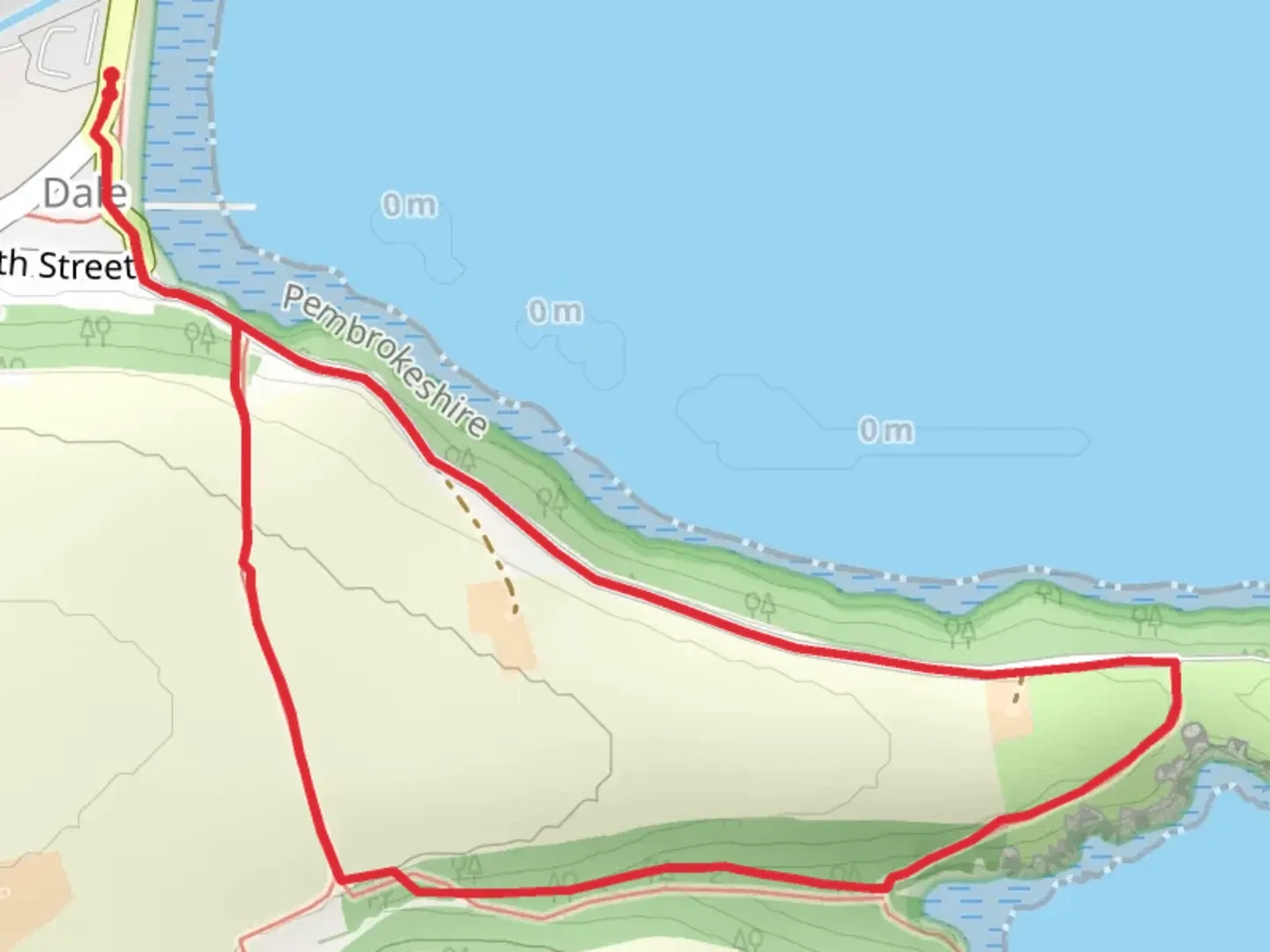 An image depicting the trail Dale - Castlebeach Bay and its surrounding area.