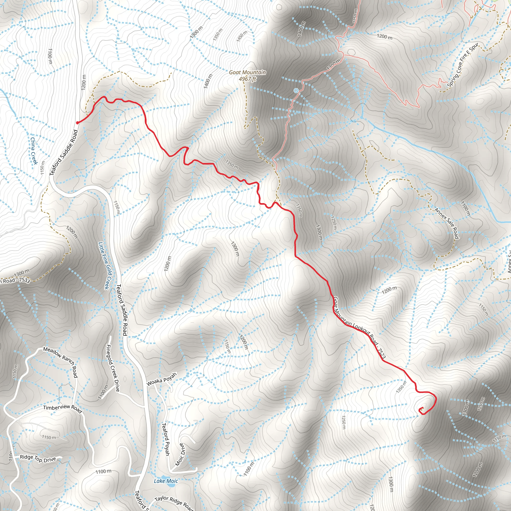 Goat Mountain Lookout Road mobile static map