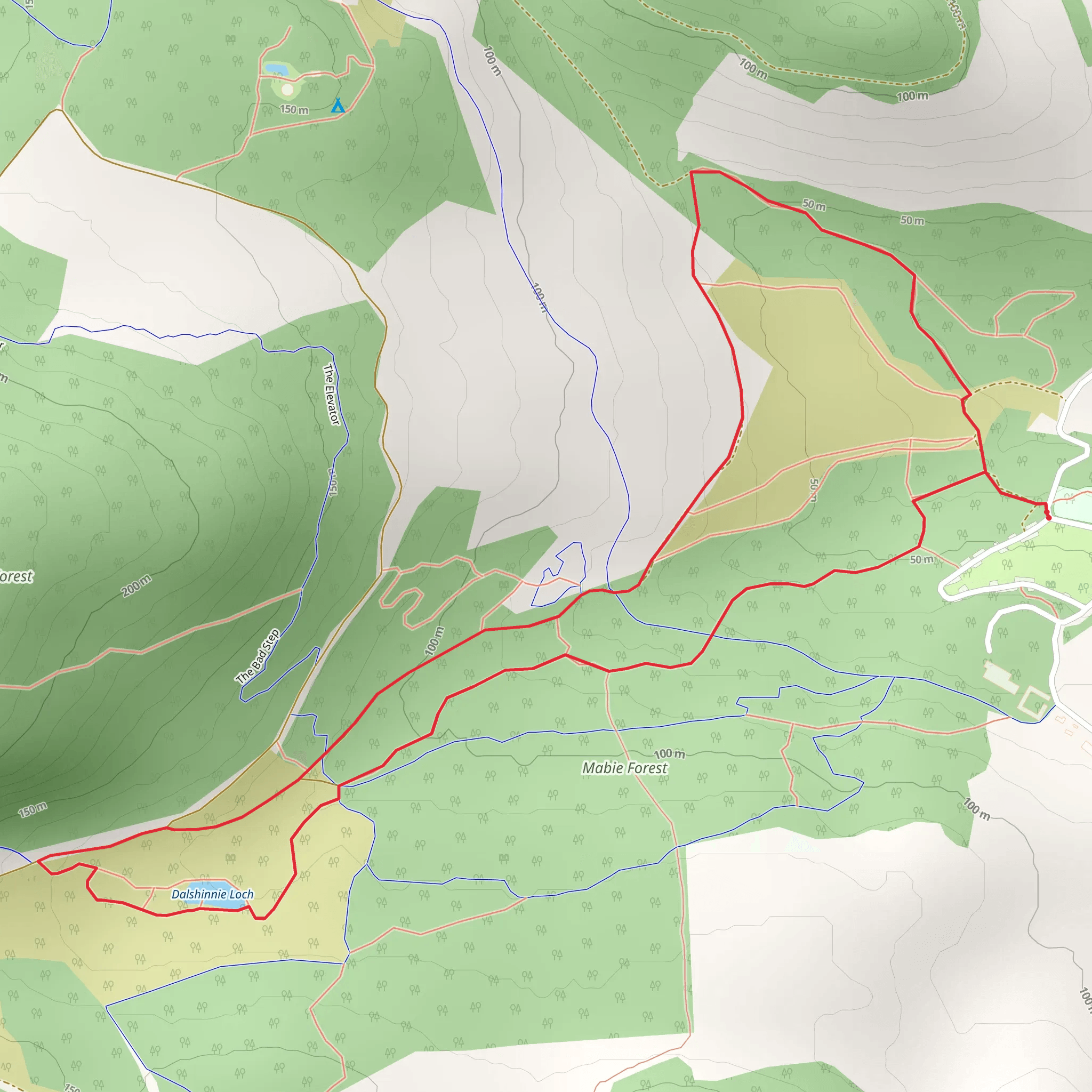 Dalshinnie Loch Loop via Mabie Burn mobile static map