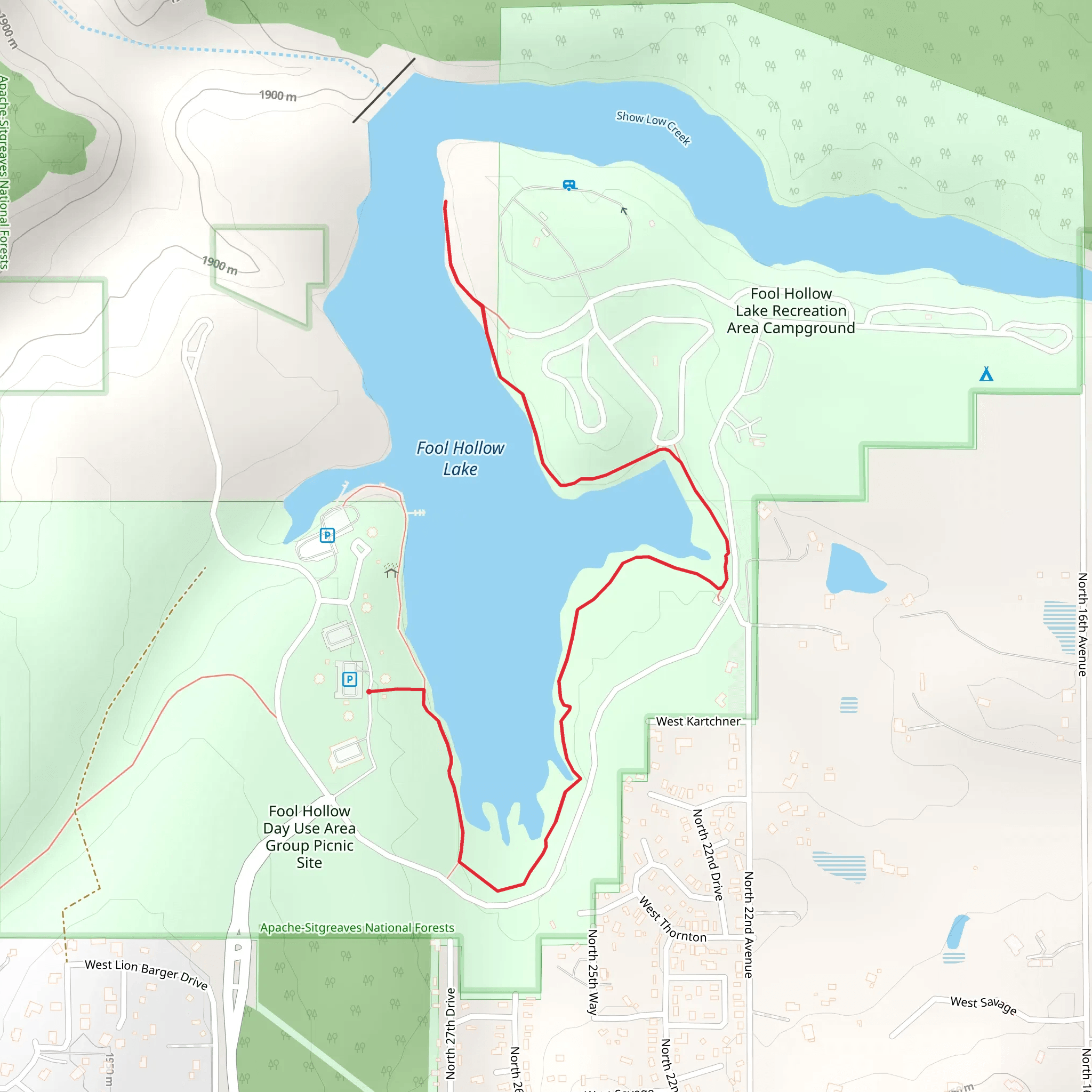 Fool Hollow Lake Shore Walk mobile static map