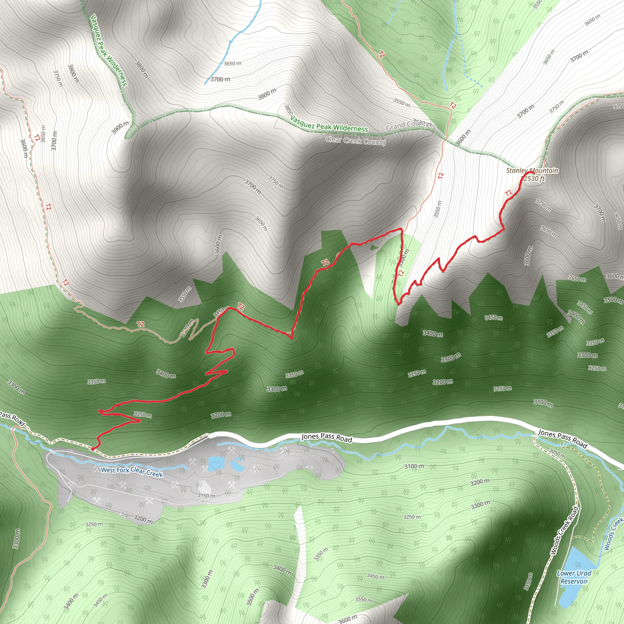 Stanley Mountain via Stanley CDT Spur mobile static map