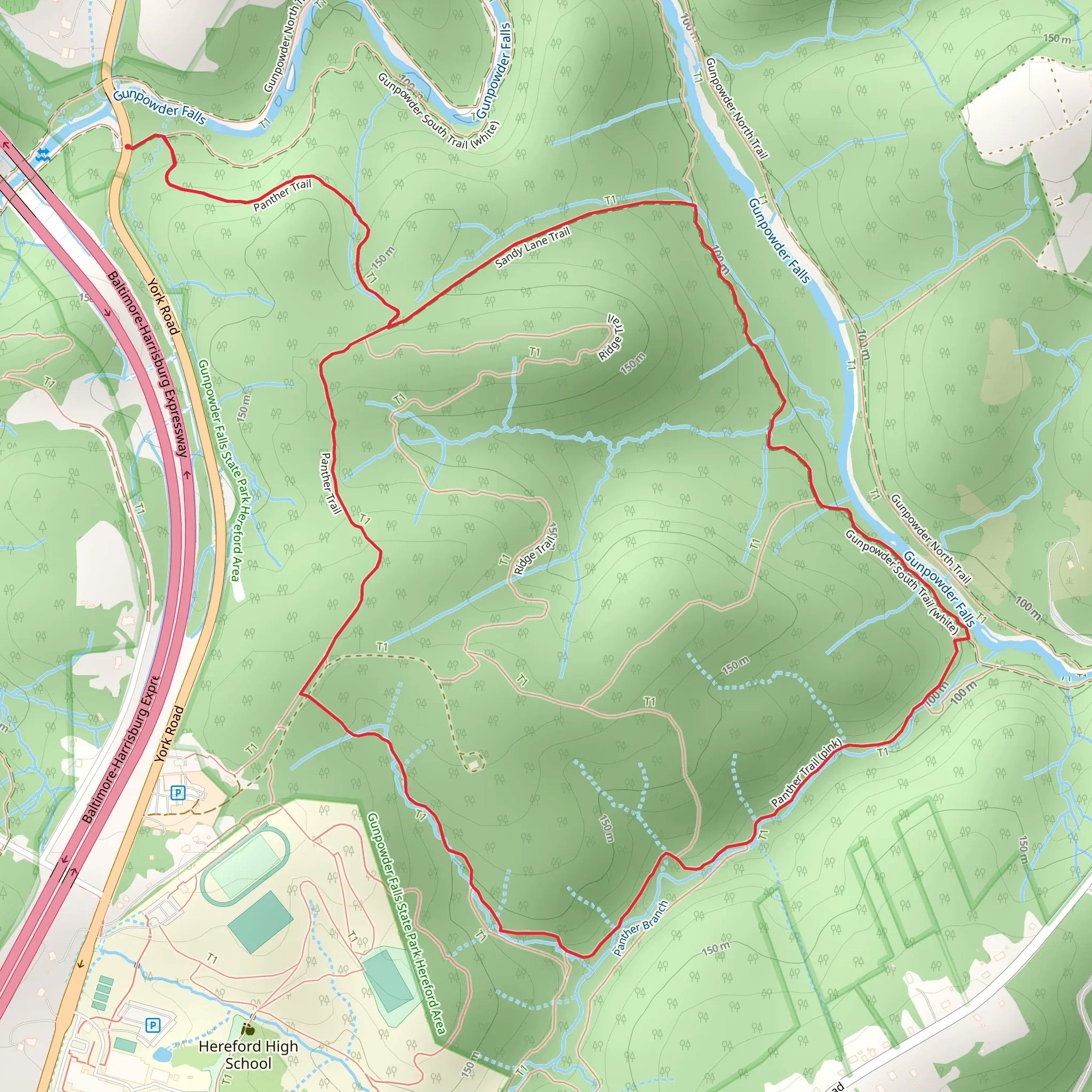 Panther - Sandy Lane Loop Trail mobile static map