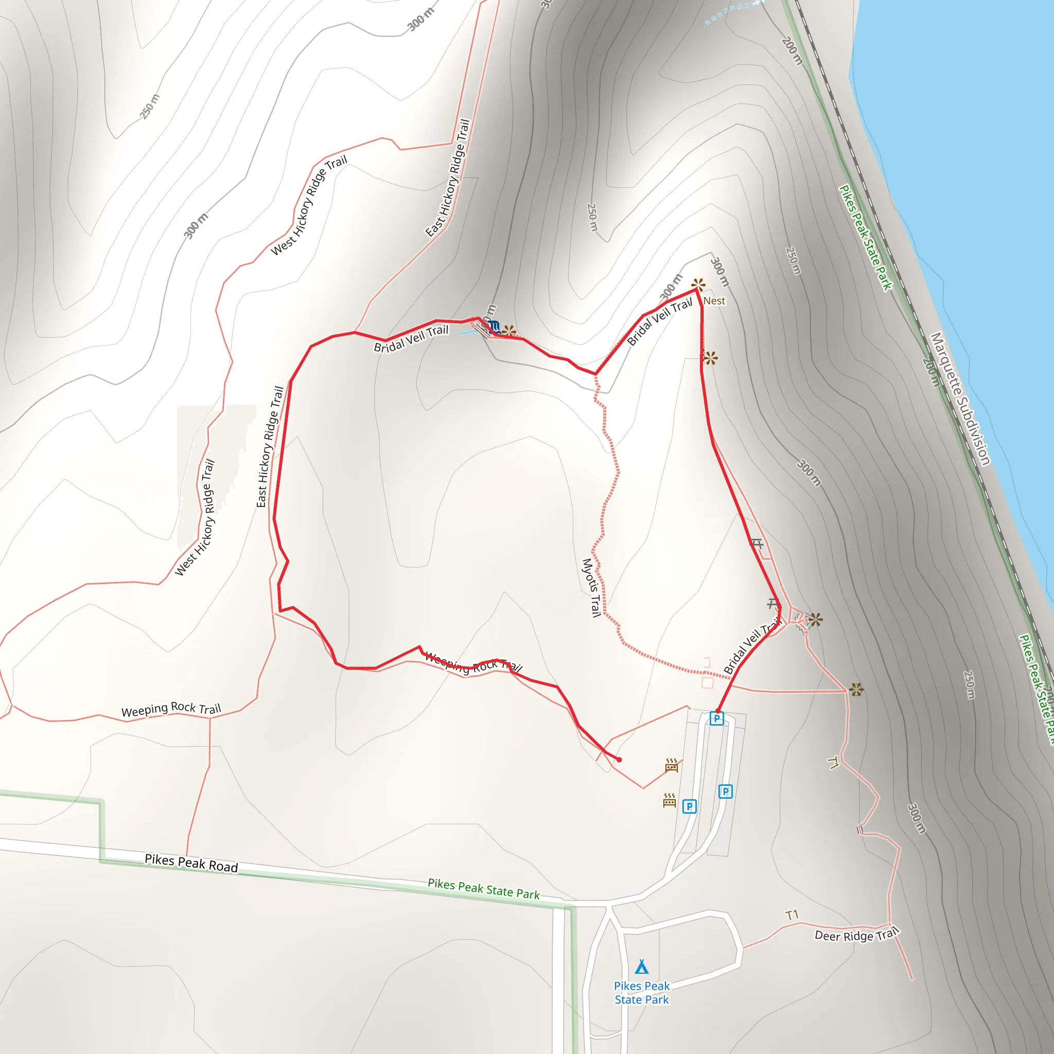 East Hickory Ridge Trail and Bridal Veil Trail mobile static map
