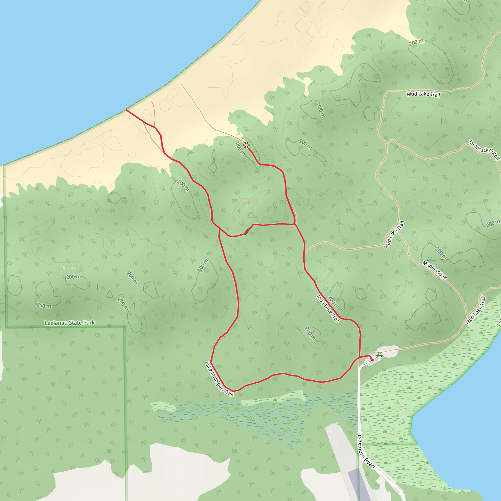 Lake Michigan and Mud Loop Trail mobile static map