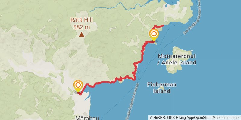 Observation Beach via Abel Tasman Coastal Track stage 2 Map