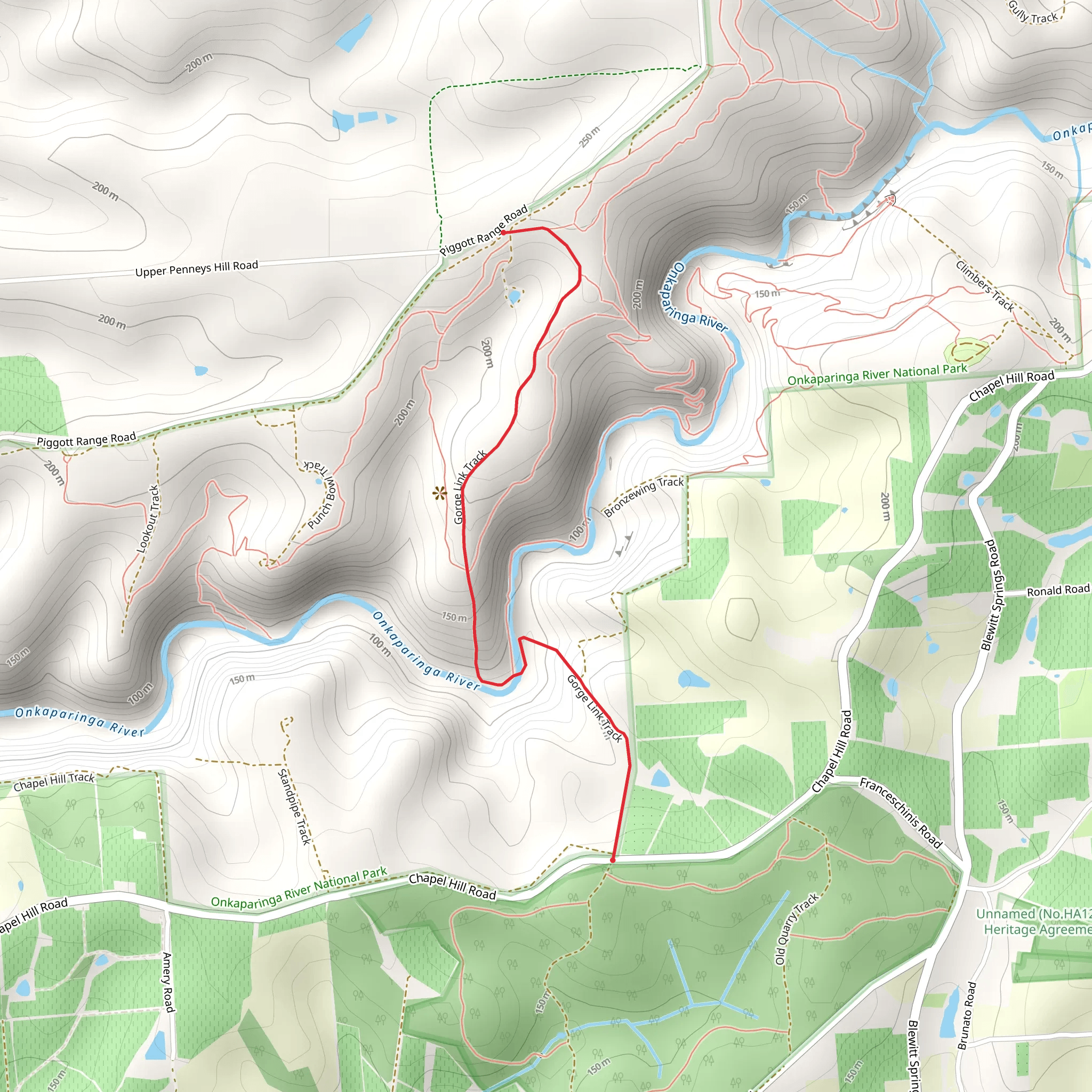 Gorge Link Track - Onkaparinga River mobile static map