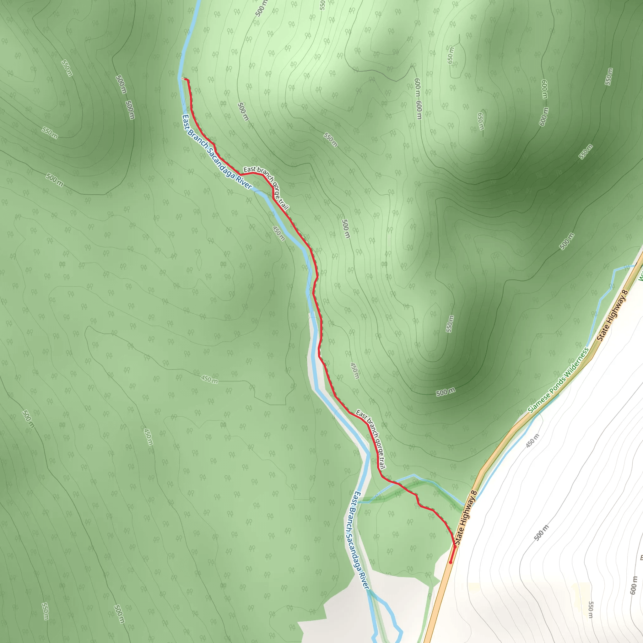 East branch gorge Trail mobile static map