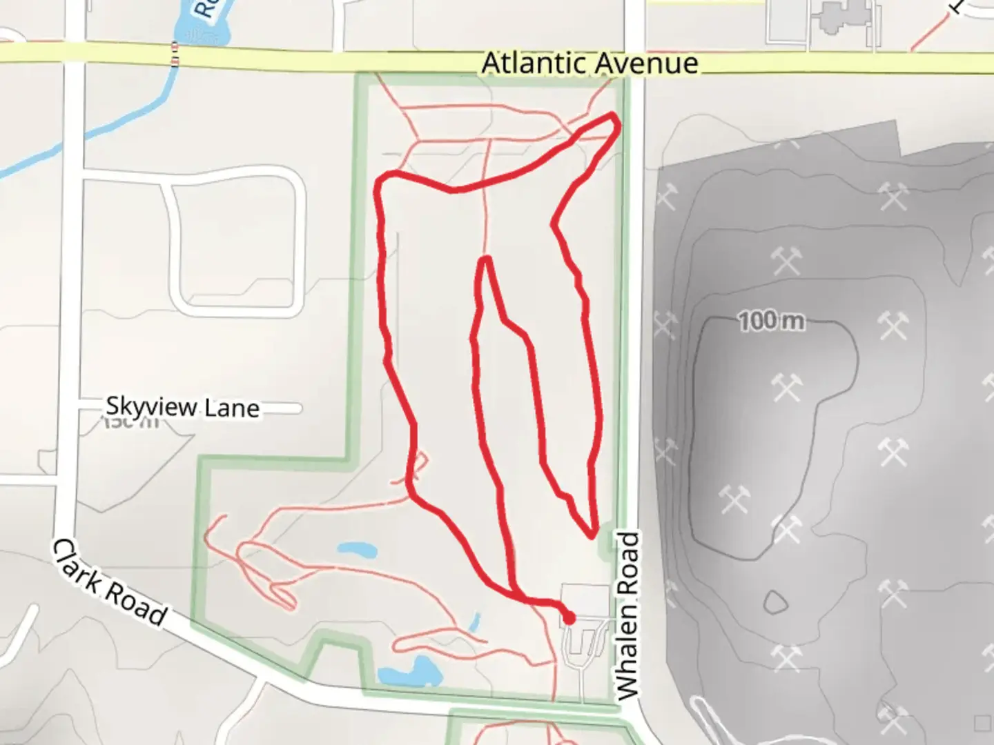 An image depicting the trail Johnston Loop from Whalen Road and its surrounding area.