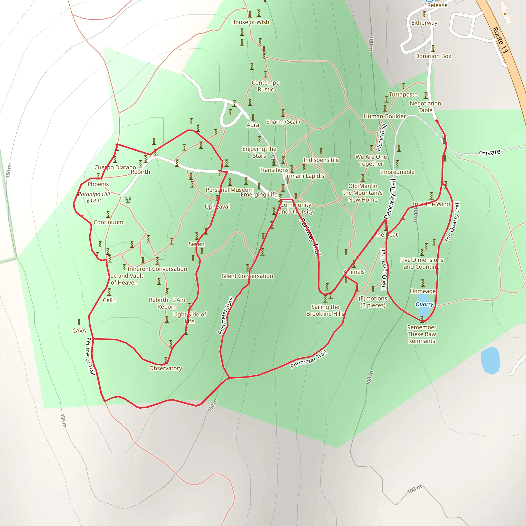 Southway Trail and Potanipo Hill Loop Trail mobile static map